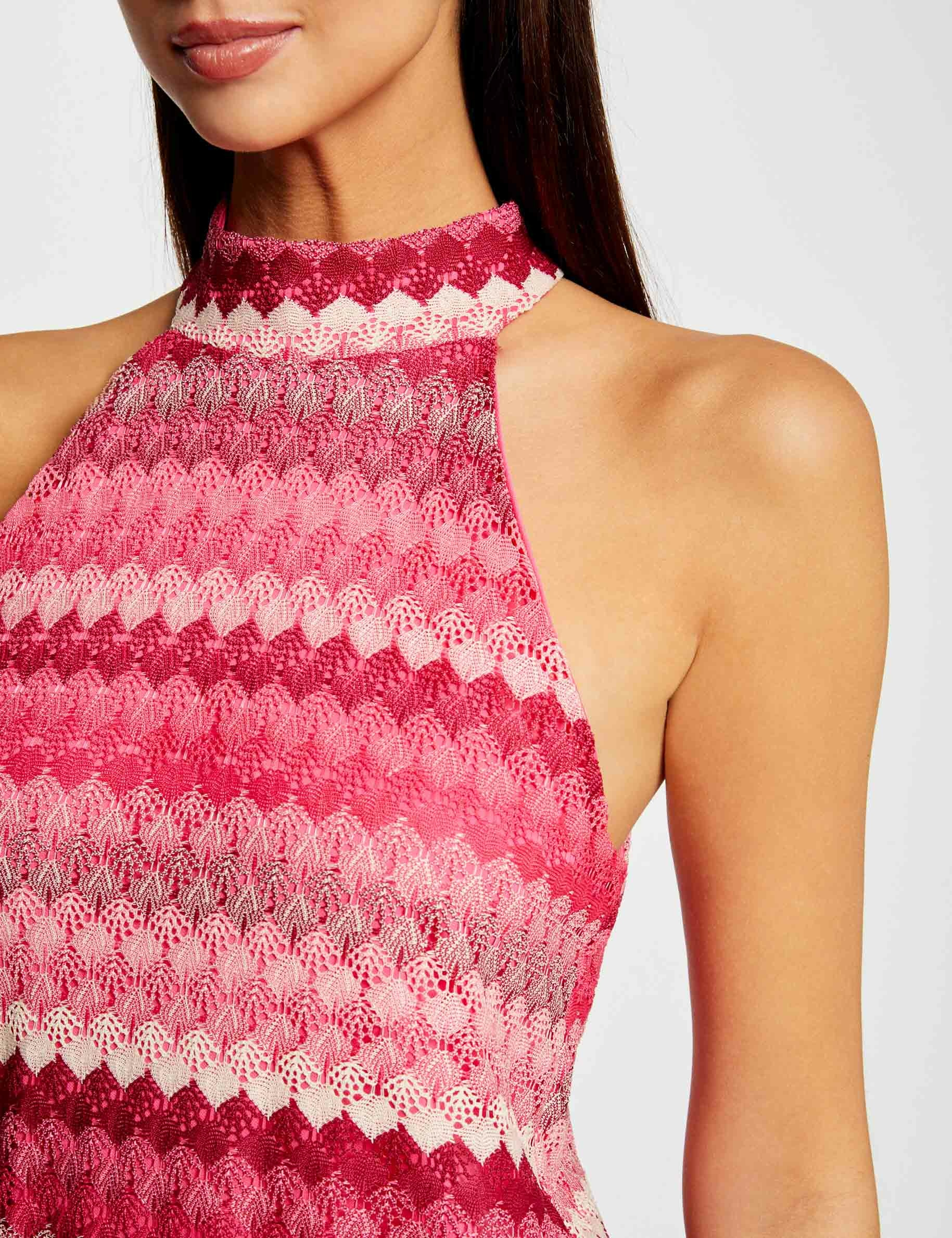 Débardeur encolure américaine crochet rose femme Débardeur encolure américaine crochet rose femme