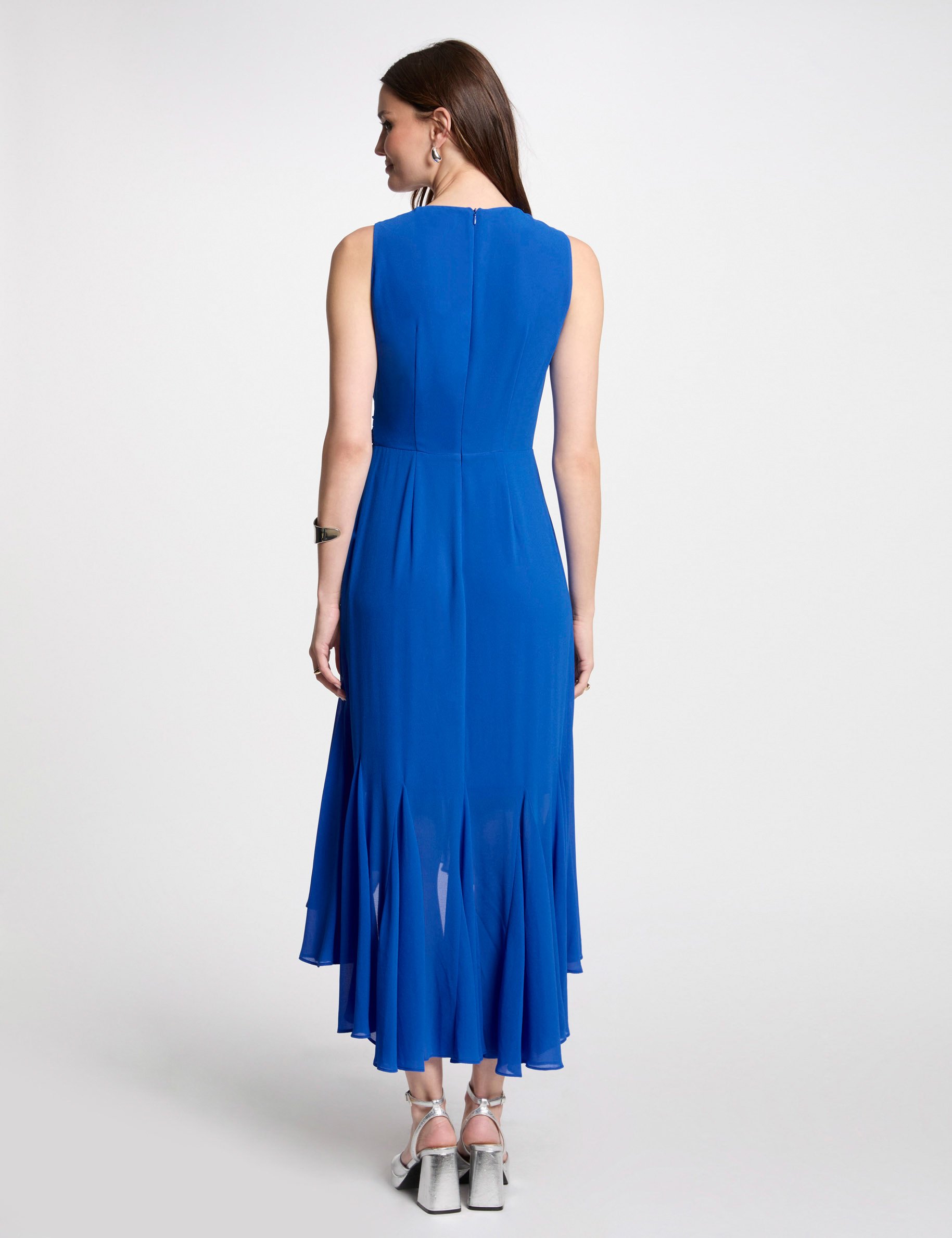 robe midi droite fluide bleu electrique femme Robe midi droite fluide bleu electrique femme