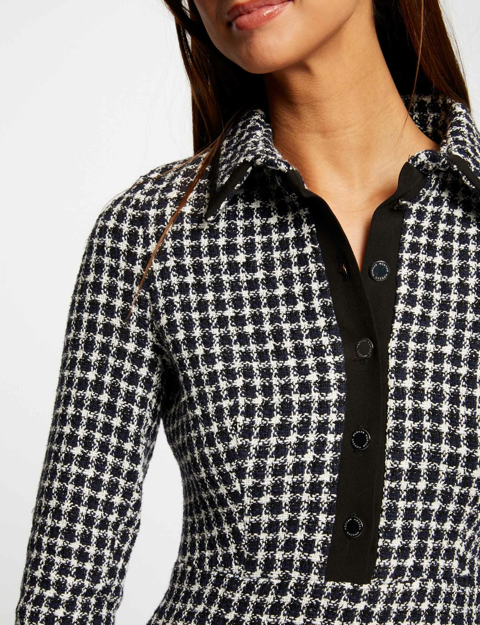 robes manches 34 boutonnee a lavant marine femme Robes manches 3/4 boutonnée à l'avant marine femme