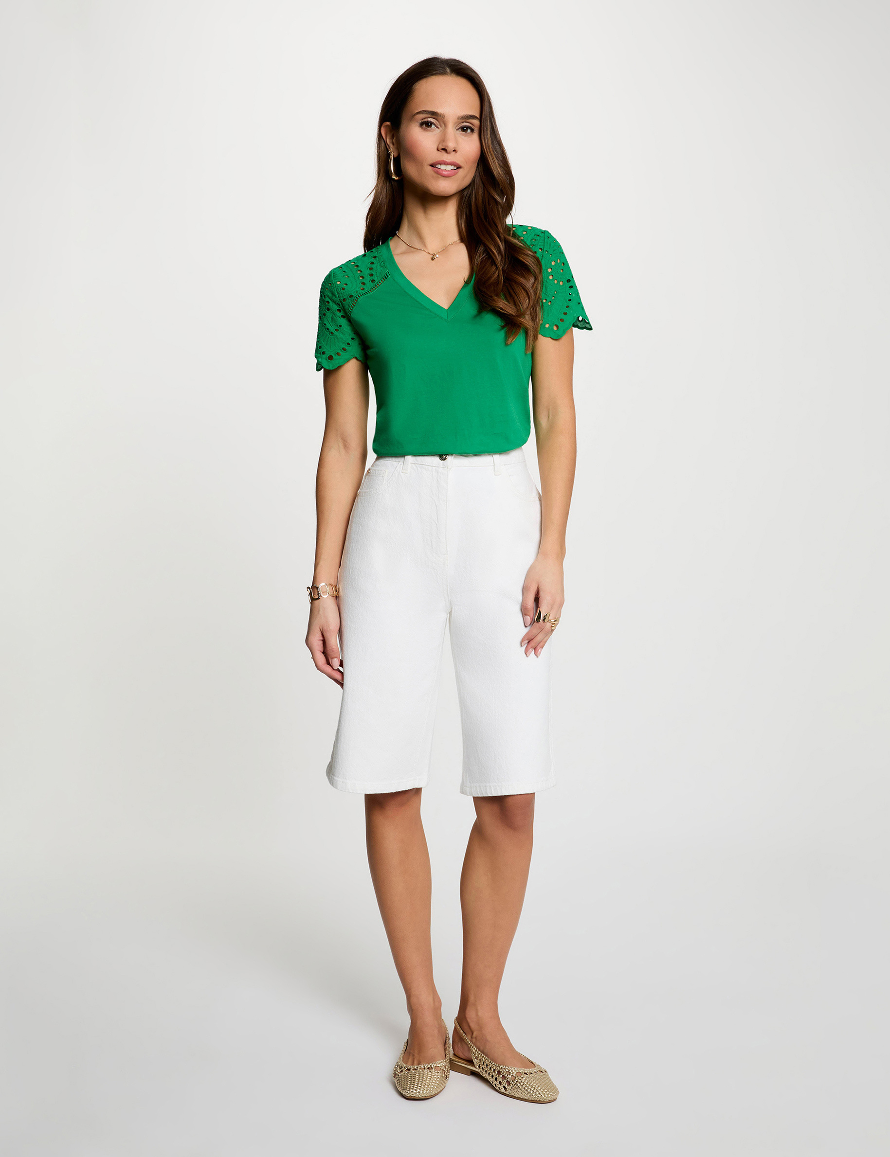 T-shirt manches courtes vert prairie femme