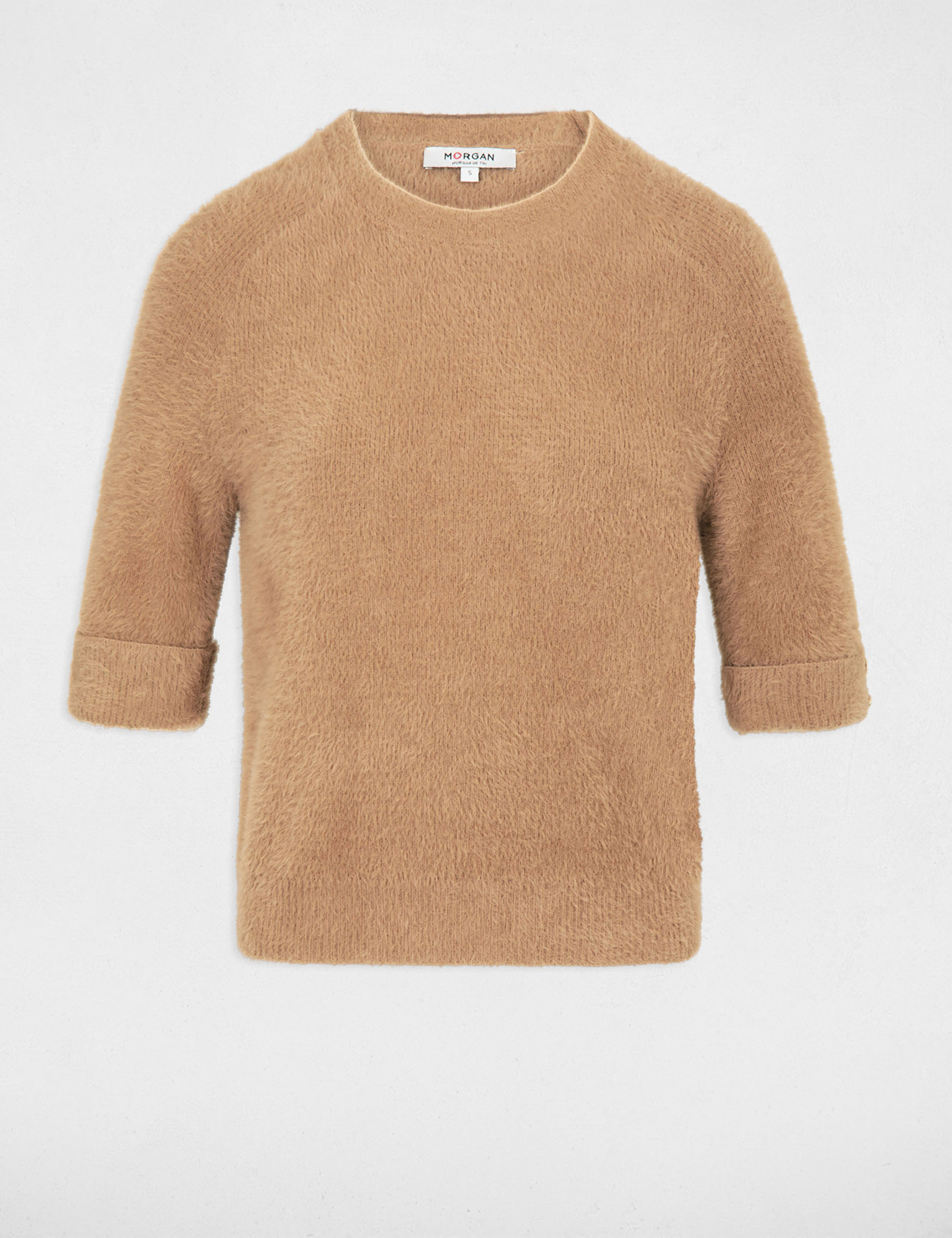 Pull manches courtes camel femme | Morgan