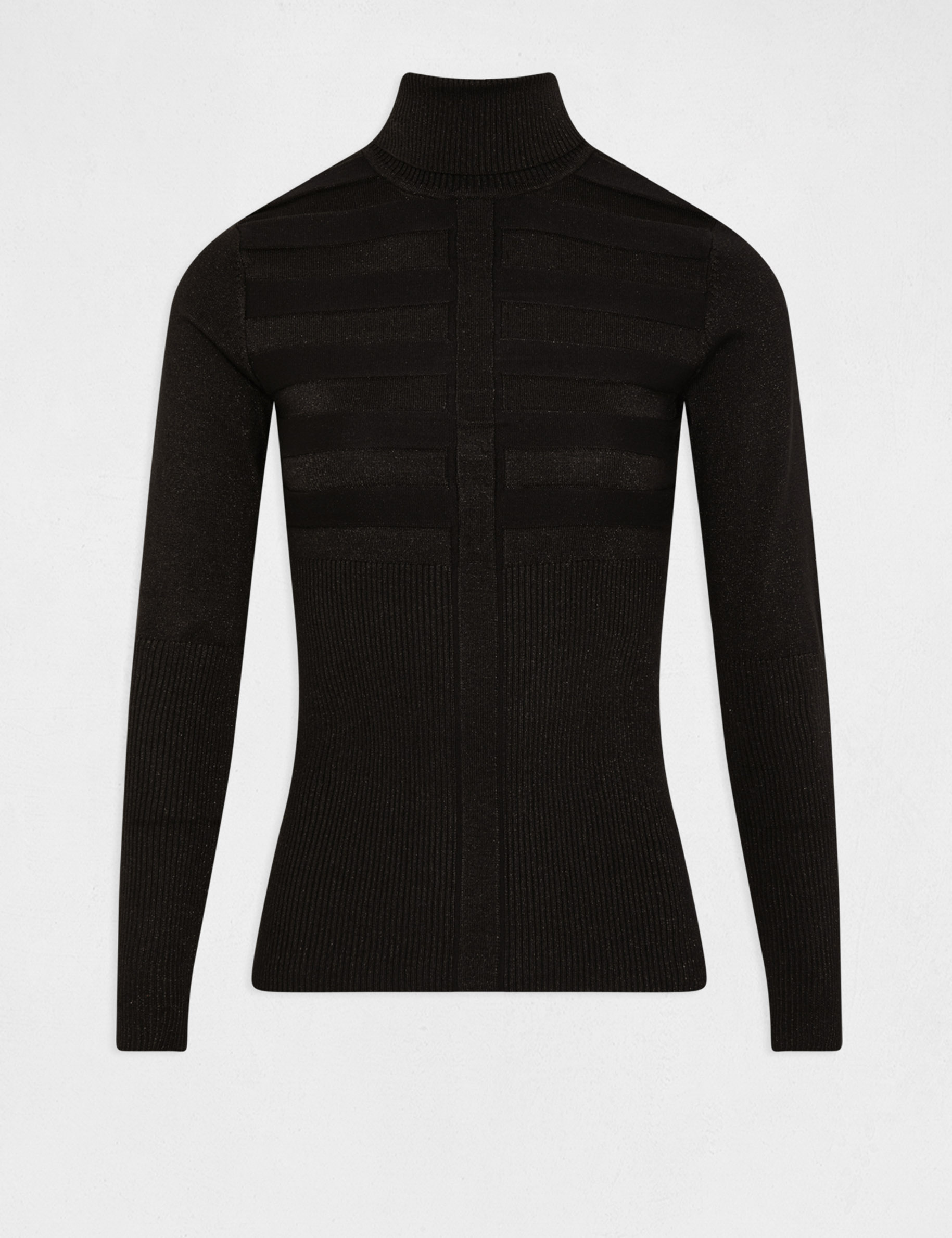 Pull manches longues &agrave; col roul&eacute; noir femme