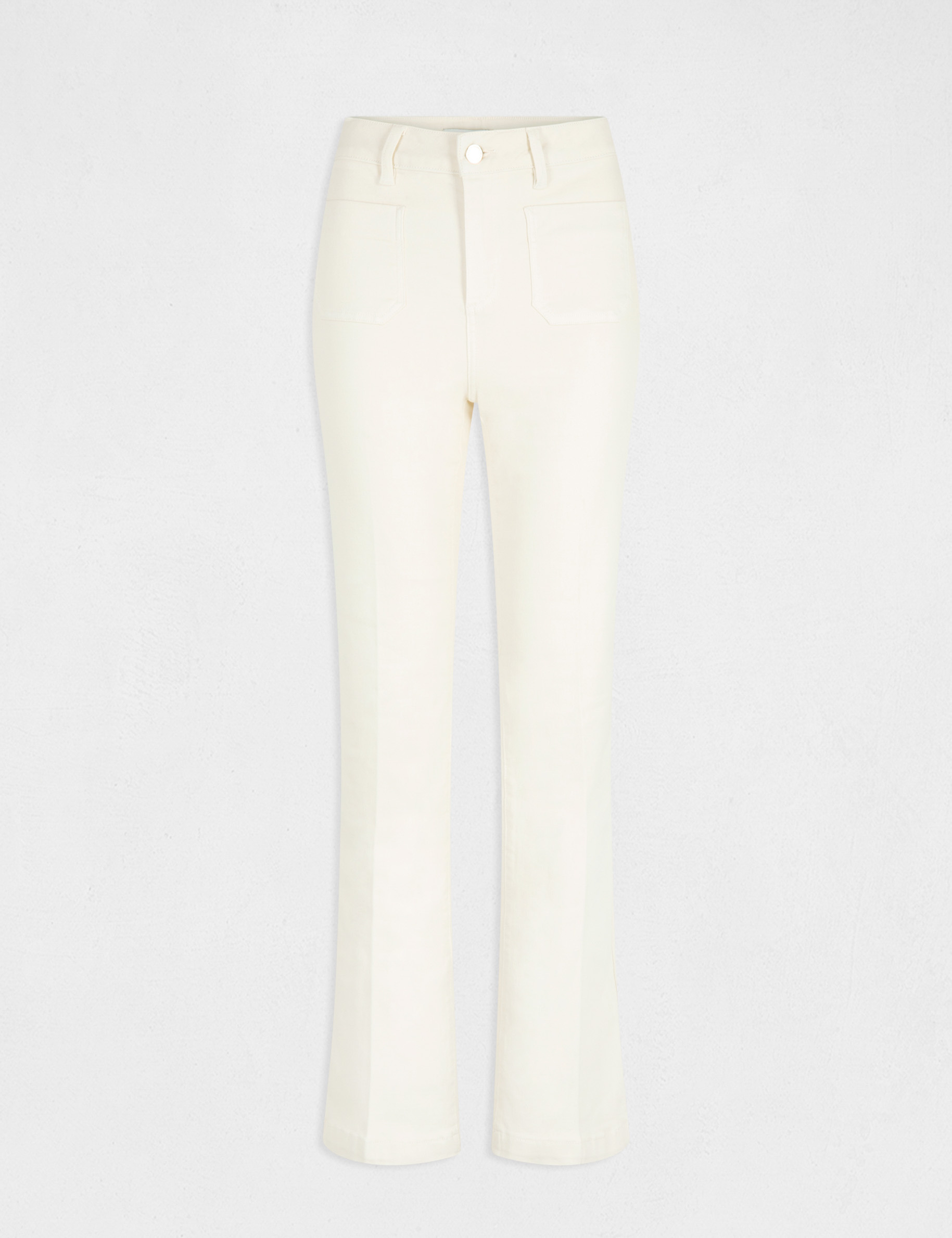 pantalon droit avec pinces ivoire femme Pantalon droit avec pinces ivoire femme