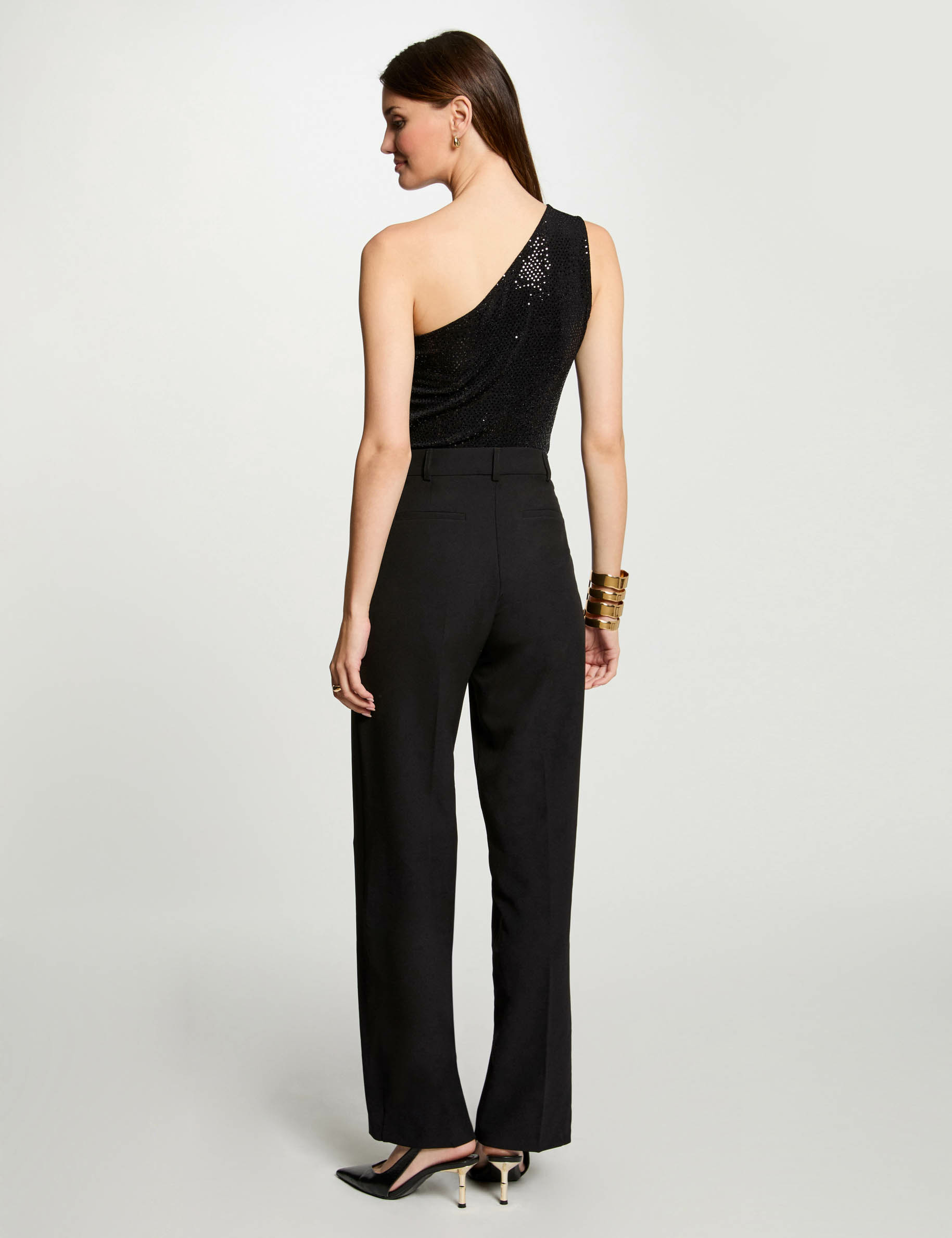 top asymetrique strass noir femme Top asymétrique strass noir femme