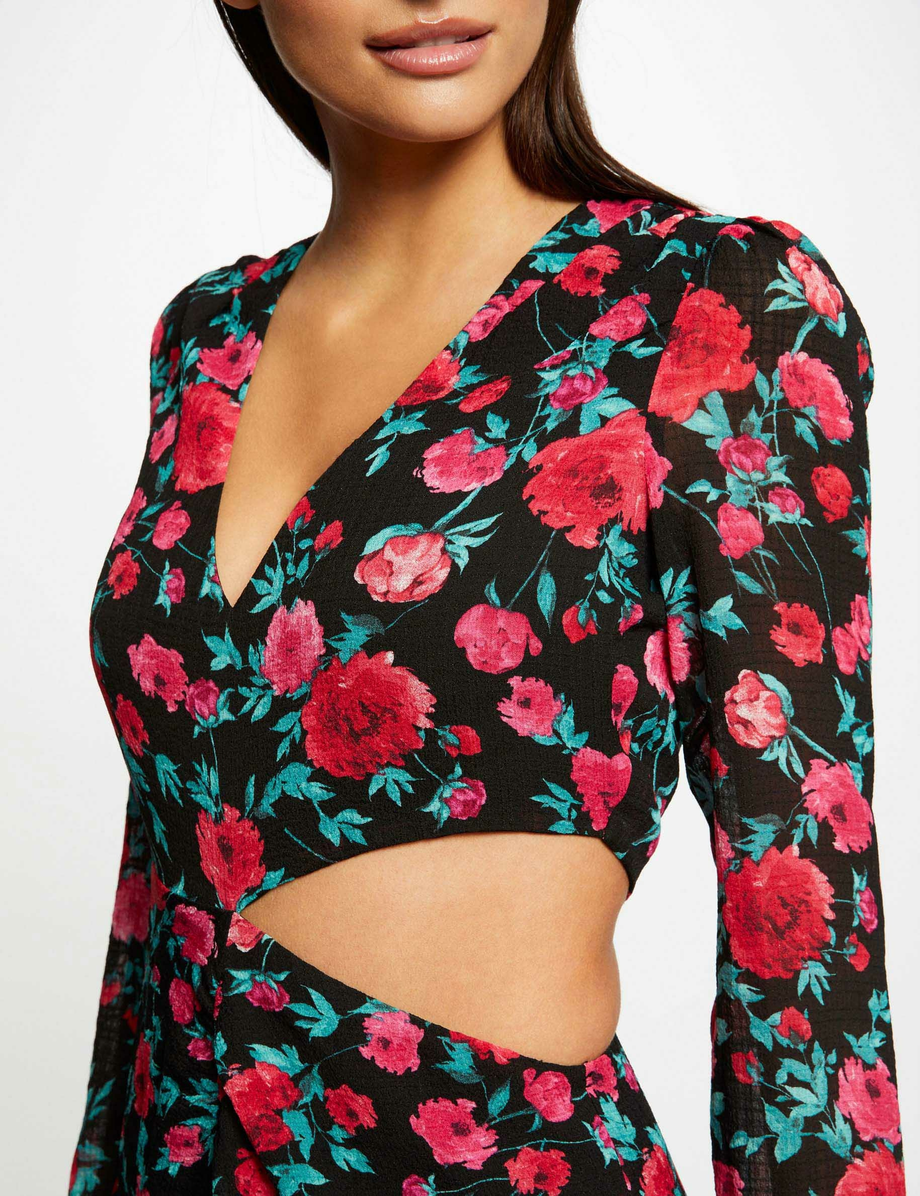 Robe ajustée à ouverture imprimé floral multico femme