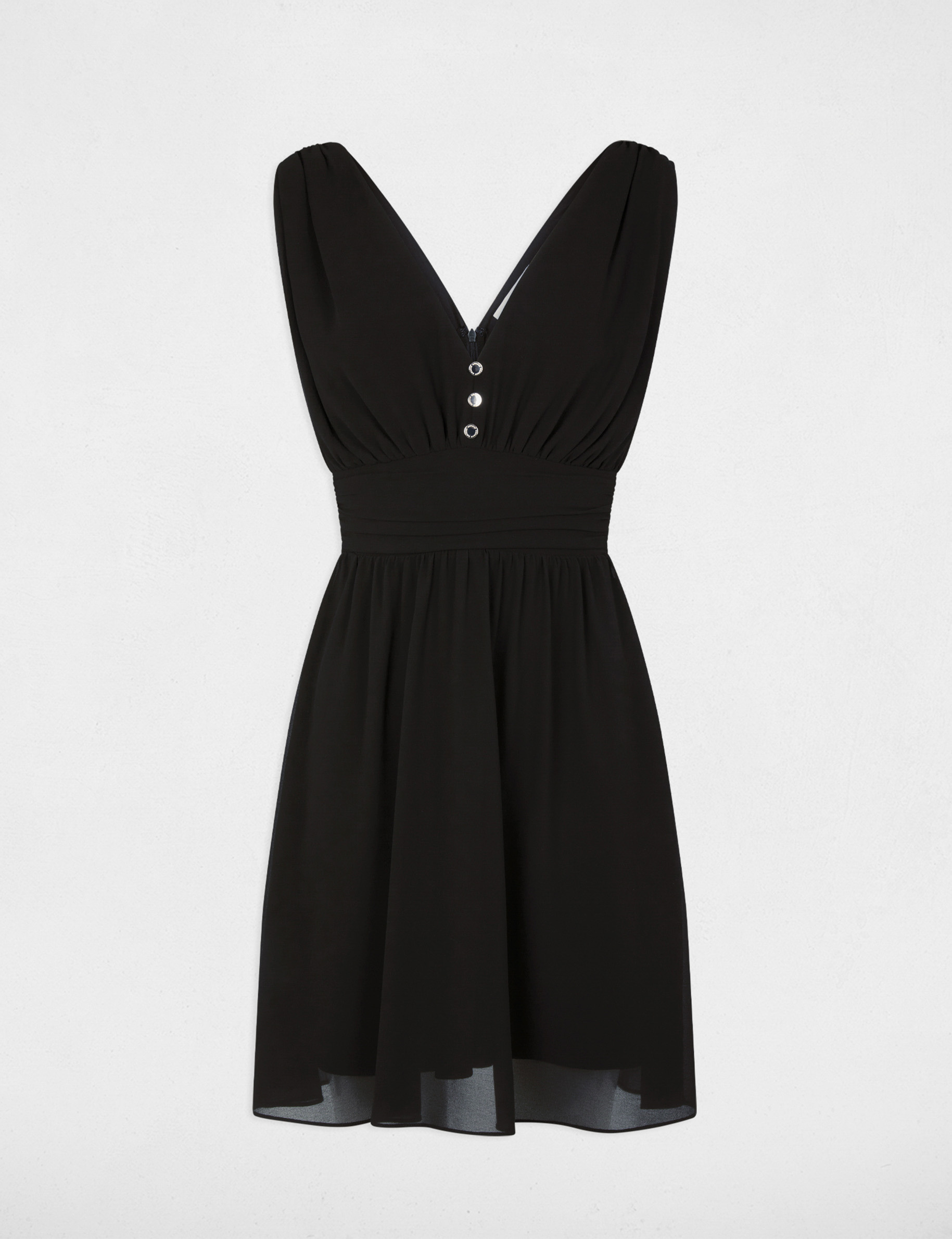 Robe courte &eacute;vas&eacute;e fluide noir femme