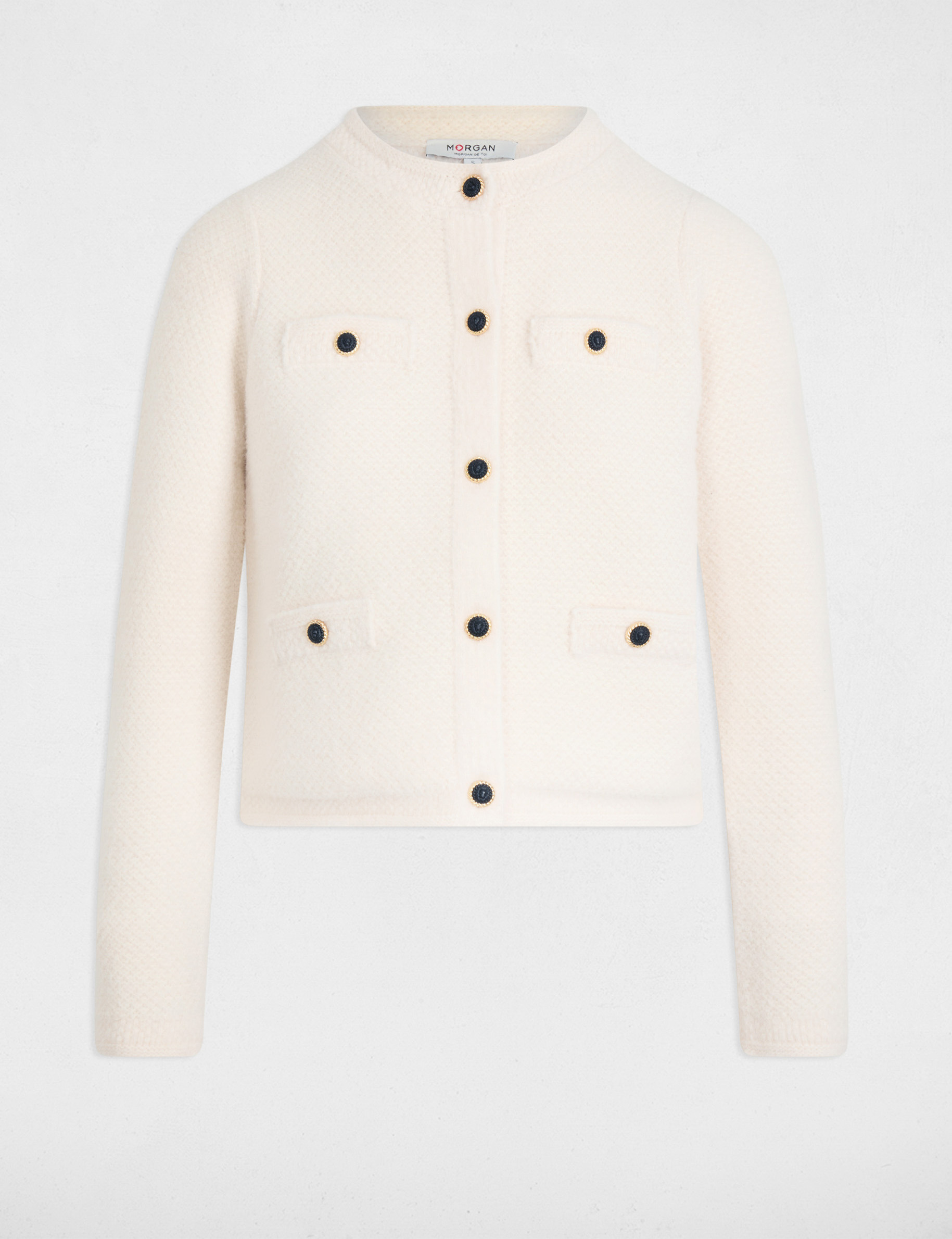 Gilet manches longues ivoire femme