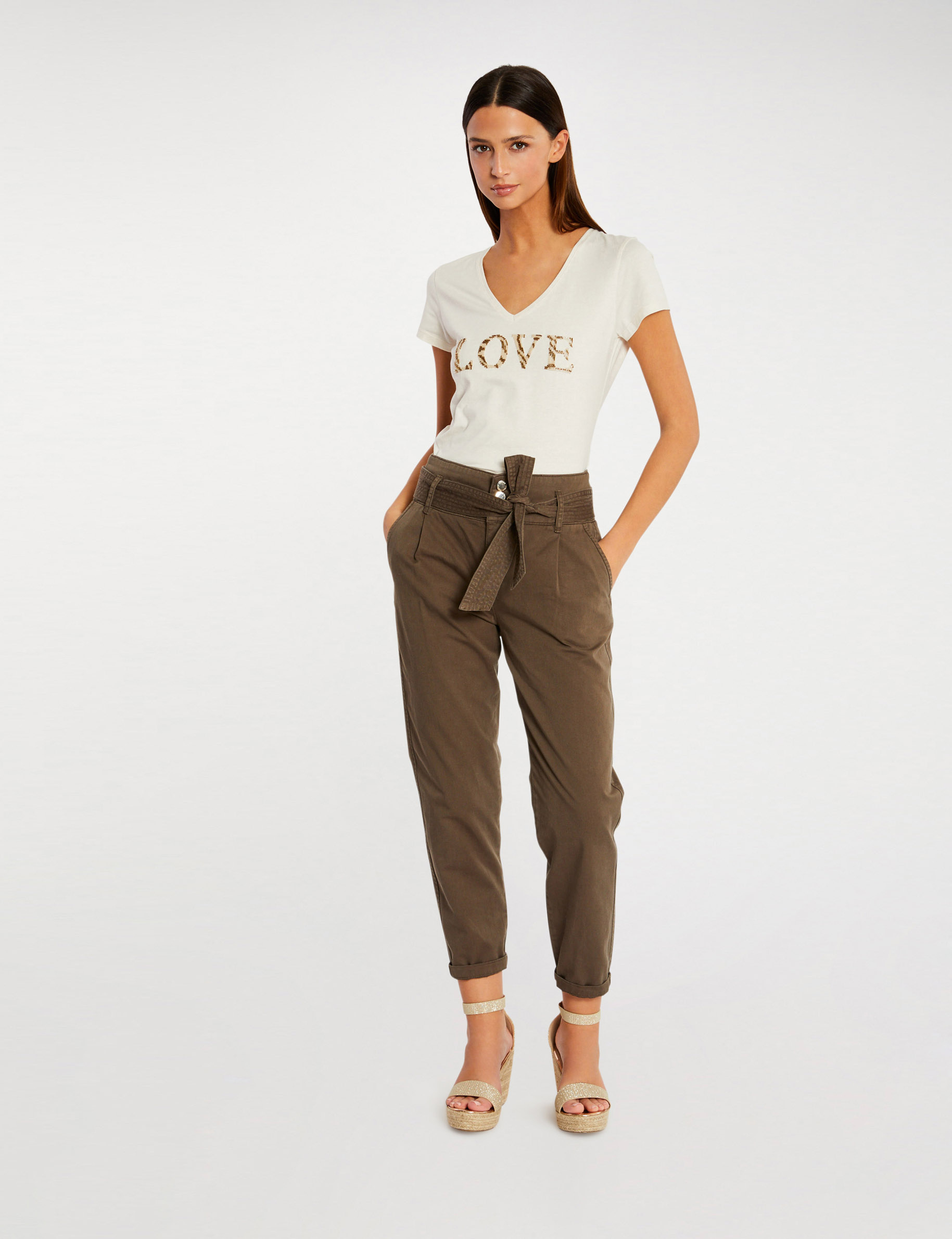 T-shirt à manches courtes ivoire femme