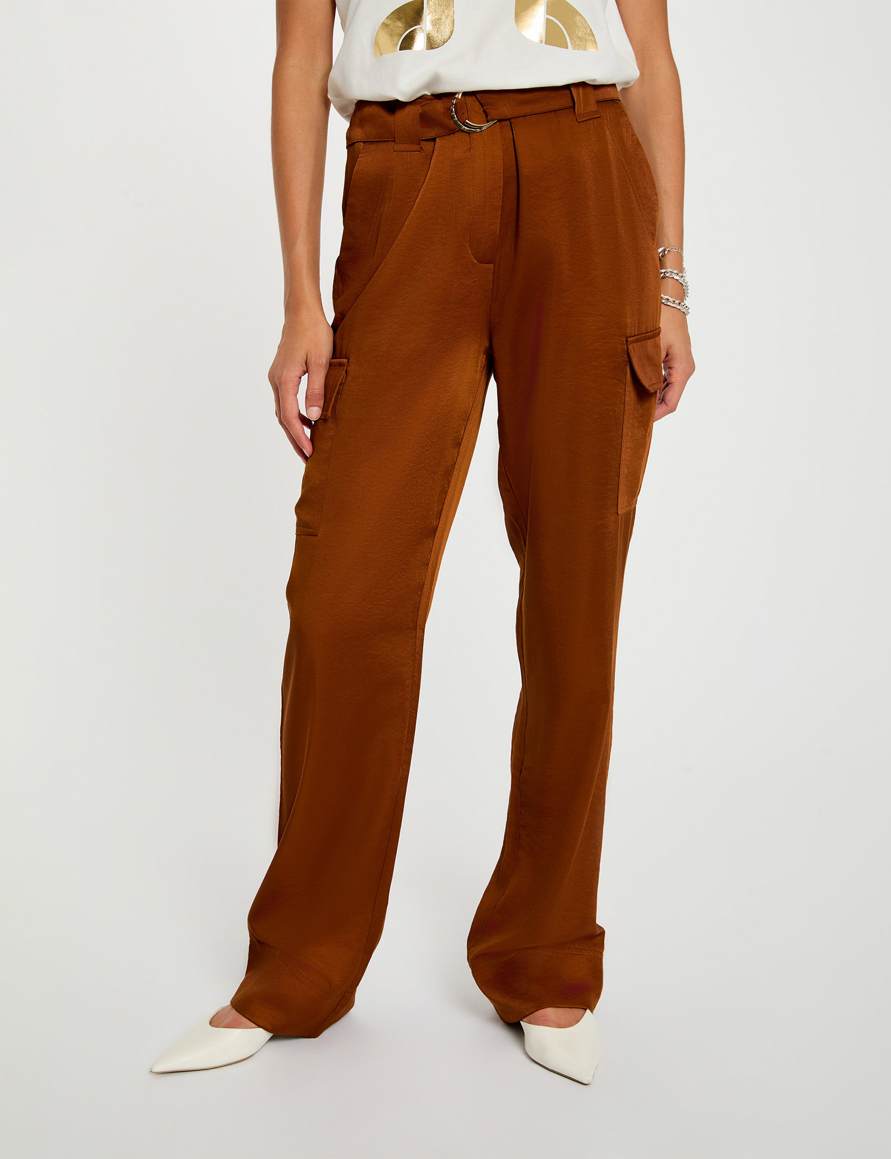 Pantalon Femme Jus D'Orange Paris - Taille S (UK 8-10) - Couleur Orange/marron - Coupe Loose - Occasion Très Bon état
