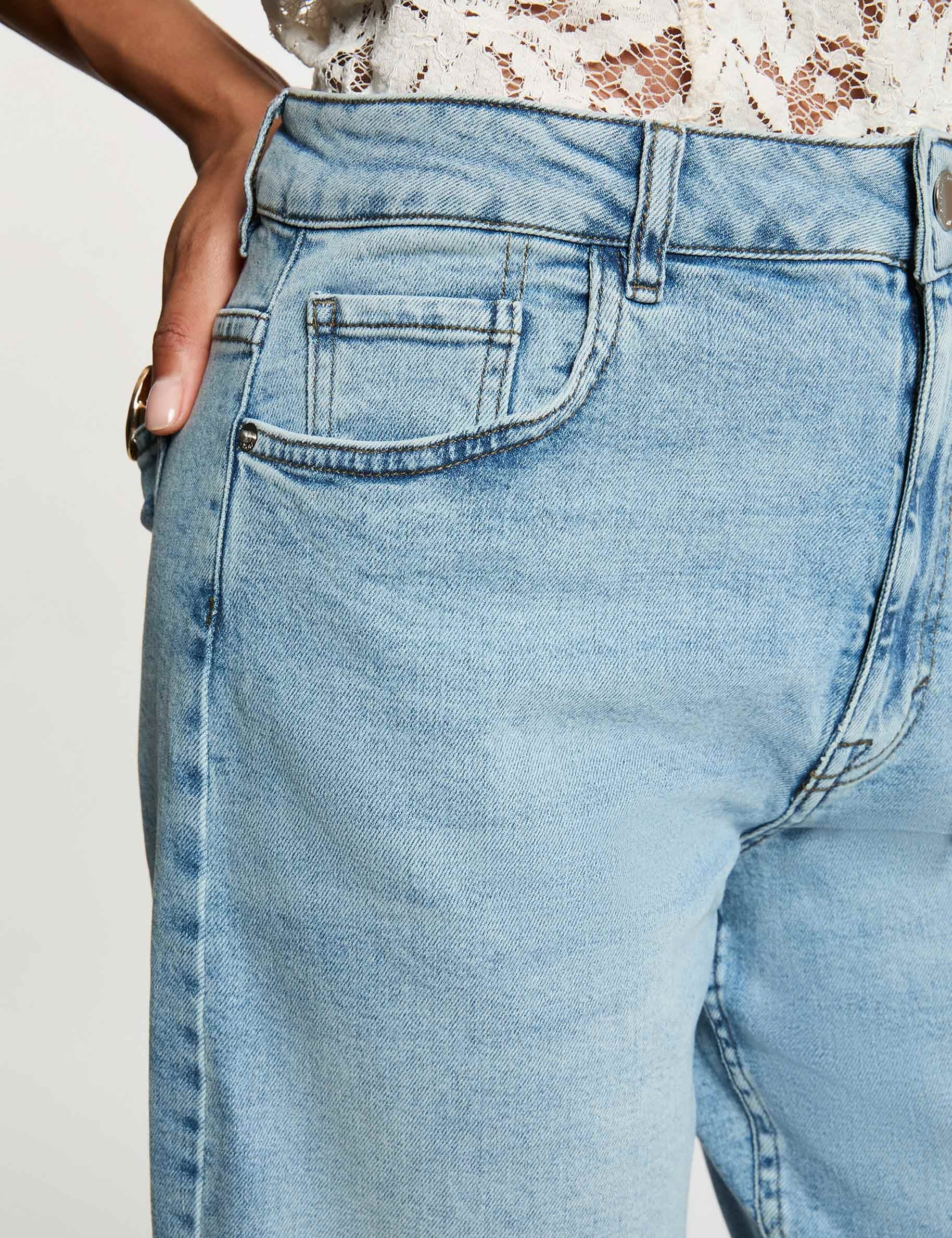 Pantalon jean droit denim double stone femme