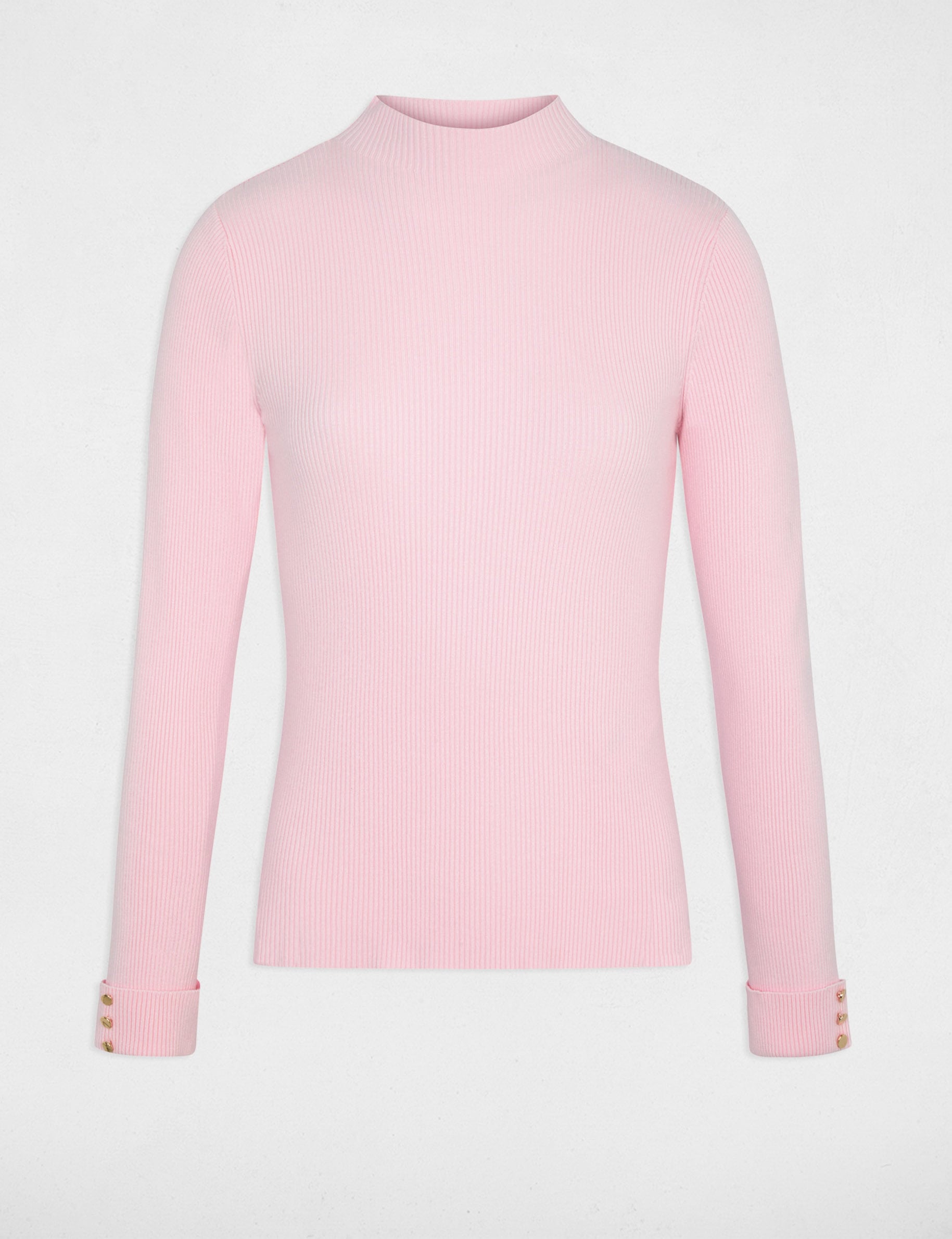 Pull col montant rose pastel femme