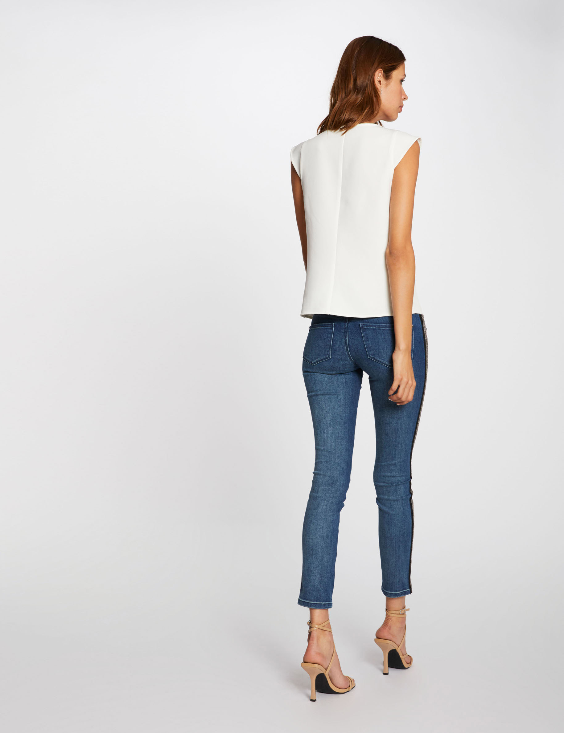 Pantalon En Lin Et Coton Uni Pour Femmes Long Taille Élastique Bas De