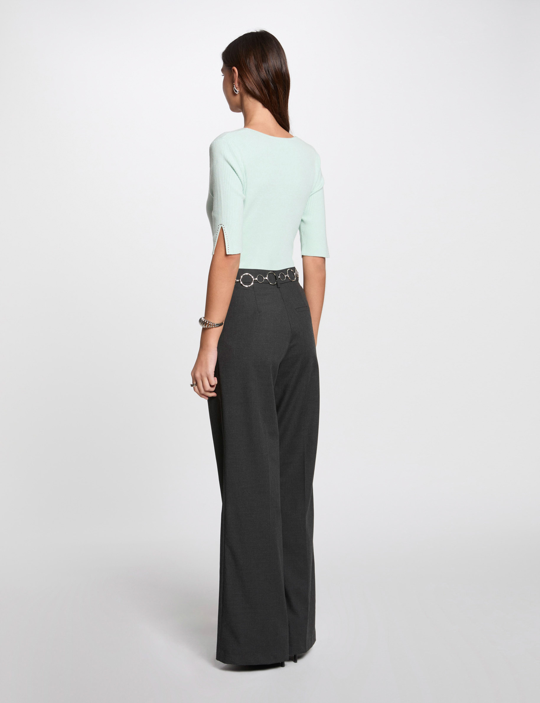 pull col en v vert clair femme Pull col en V vert clair femme
