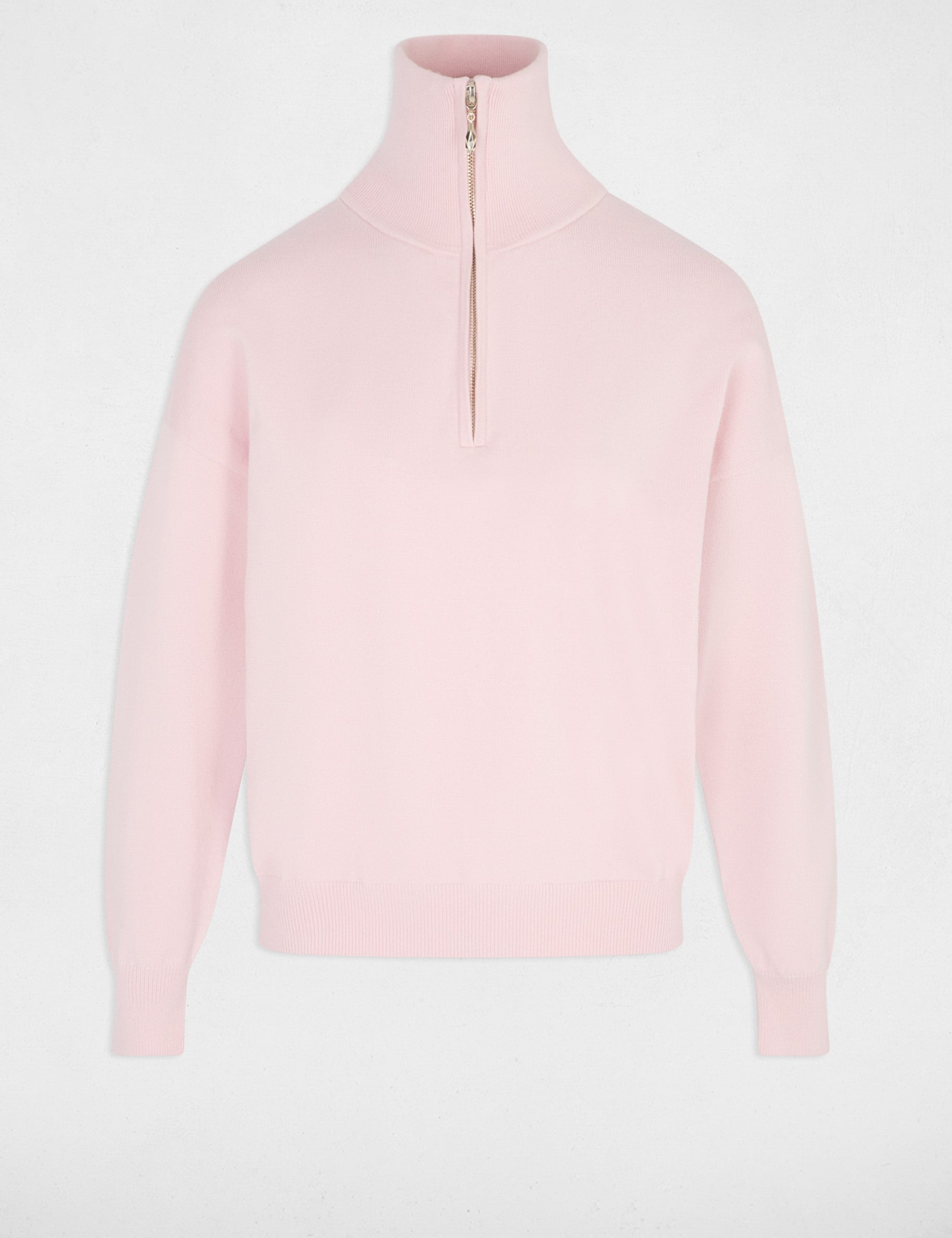 Pull col camionneur rose pastel femme