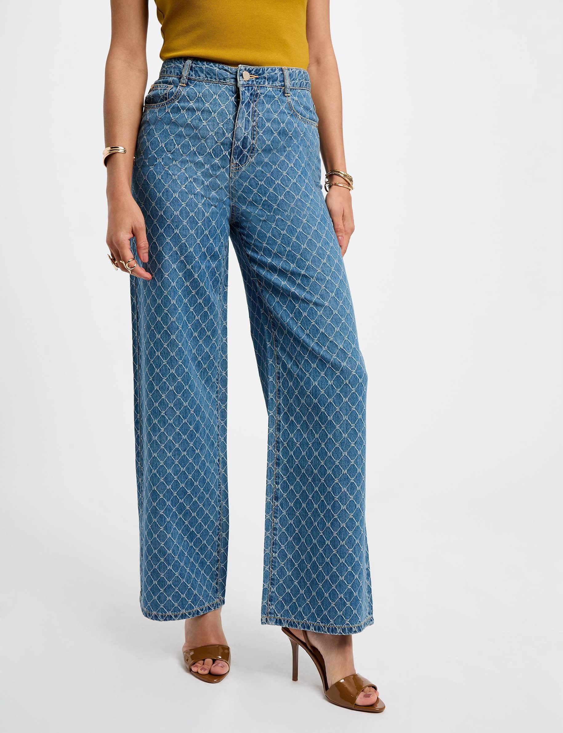 jeans large imprime denim stone femme Jeans large imprimé denim stone femme