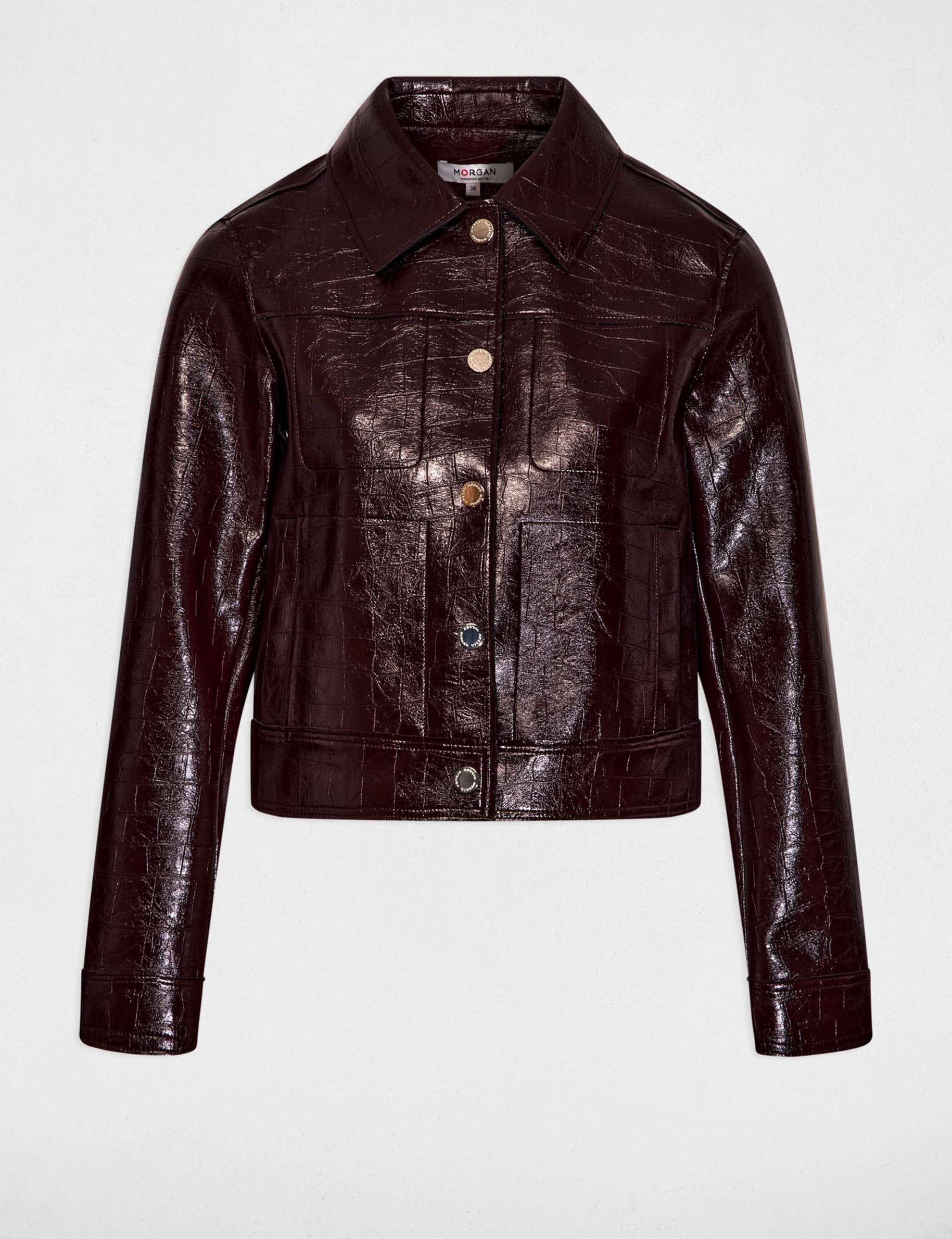 Blouson col tailleur prune femme