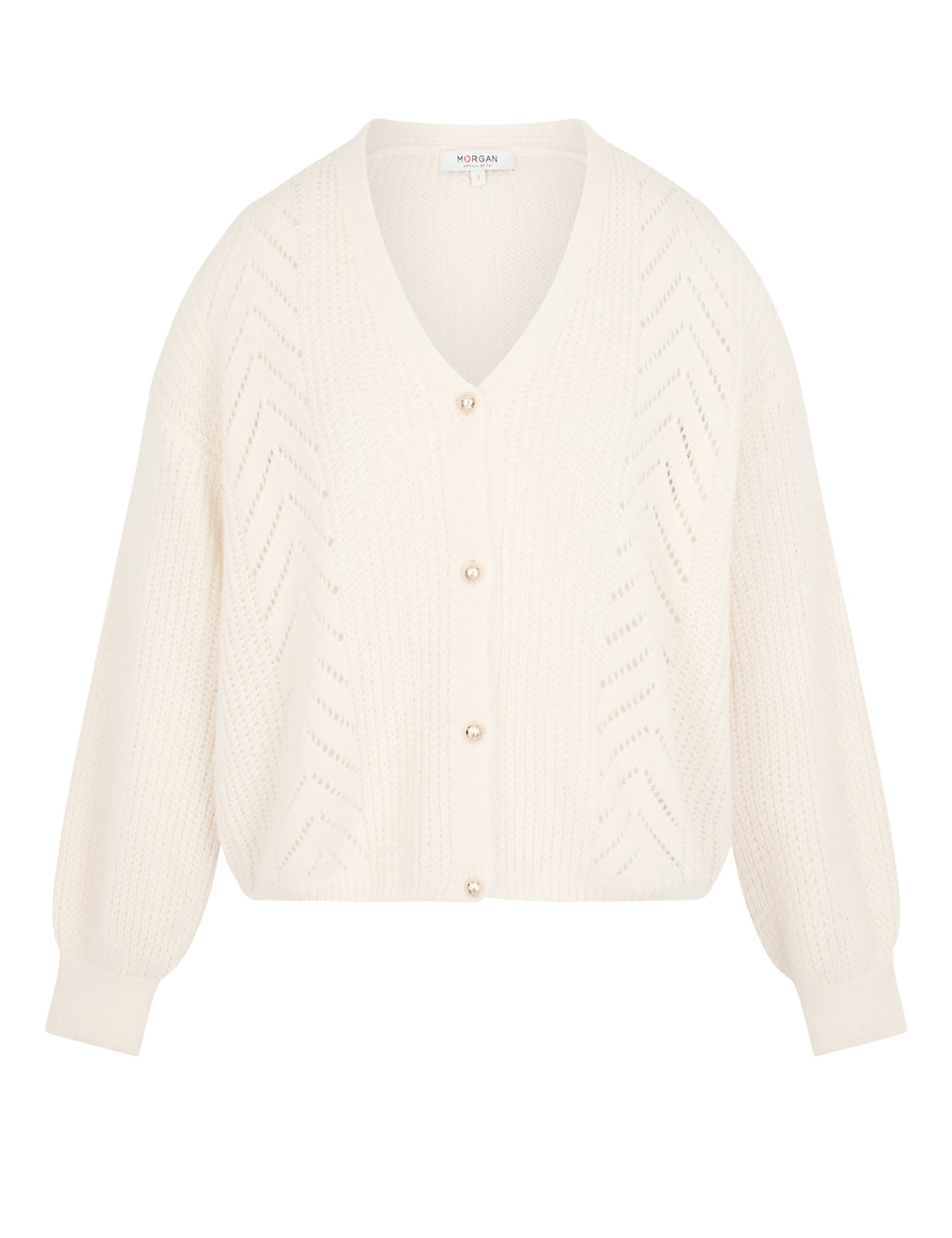 Gilet col v ivoire femme