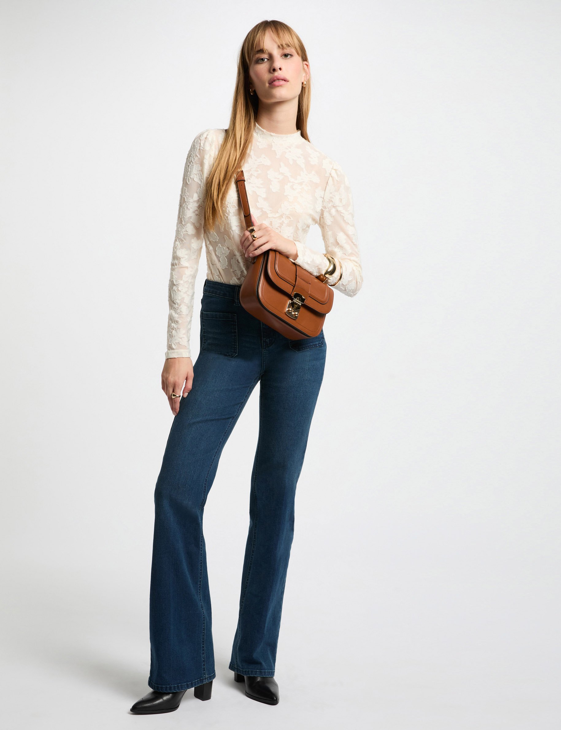 t shirt manches longues ivoire femme T-shirt manches longues ivoire femme