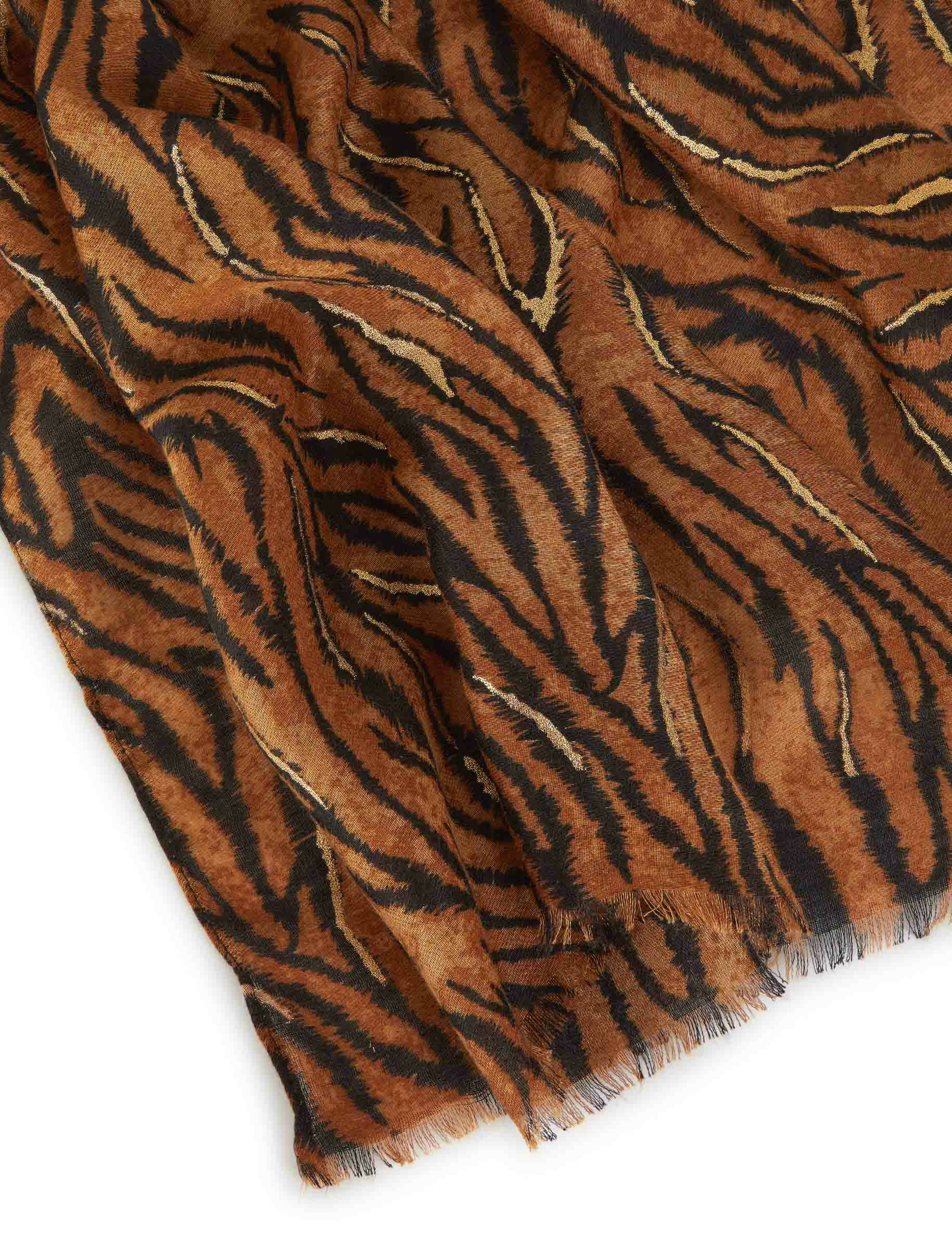 foulard imprime animalier marron femme Foulard imprimé animalier marron femme