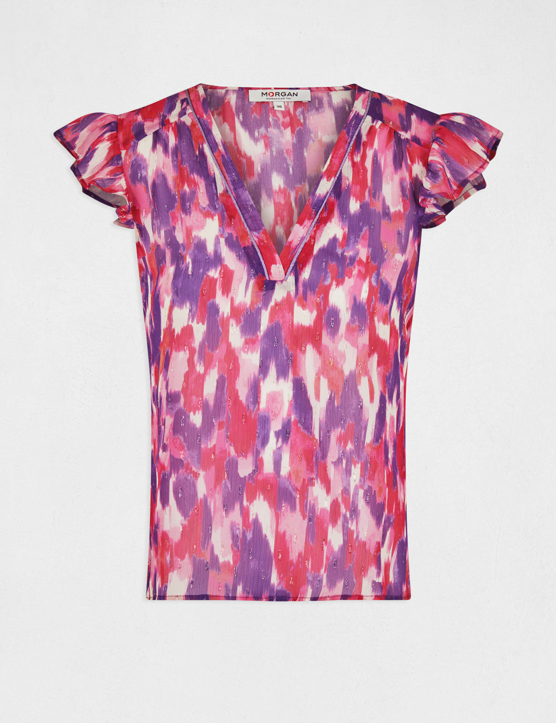 Blouse manches courtes imprimé abstrait multico femme Blouse manches courtes imprimé abstrait multico femme
