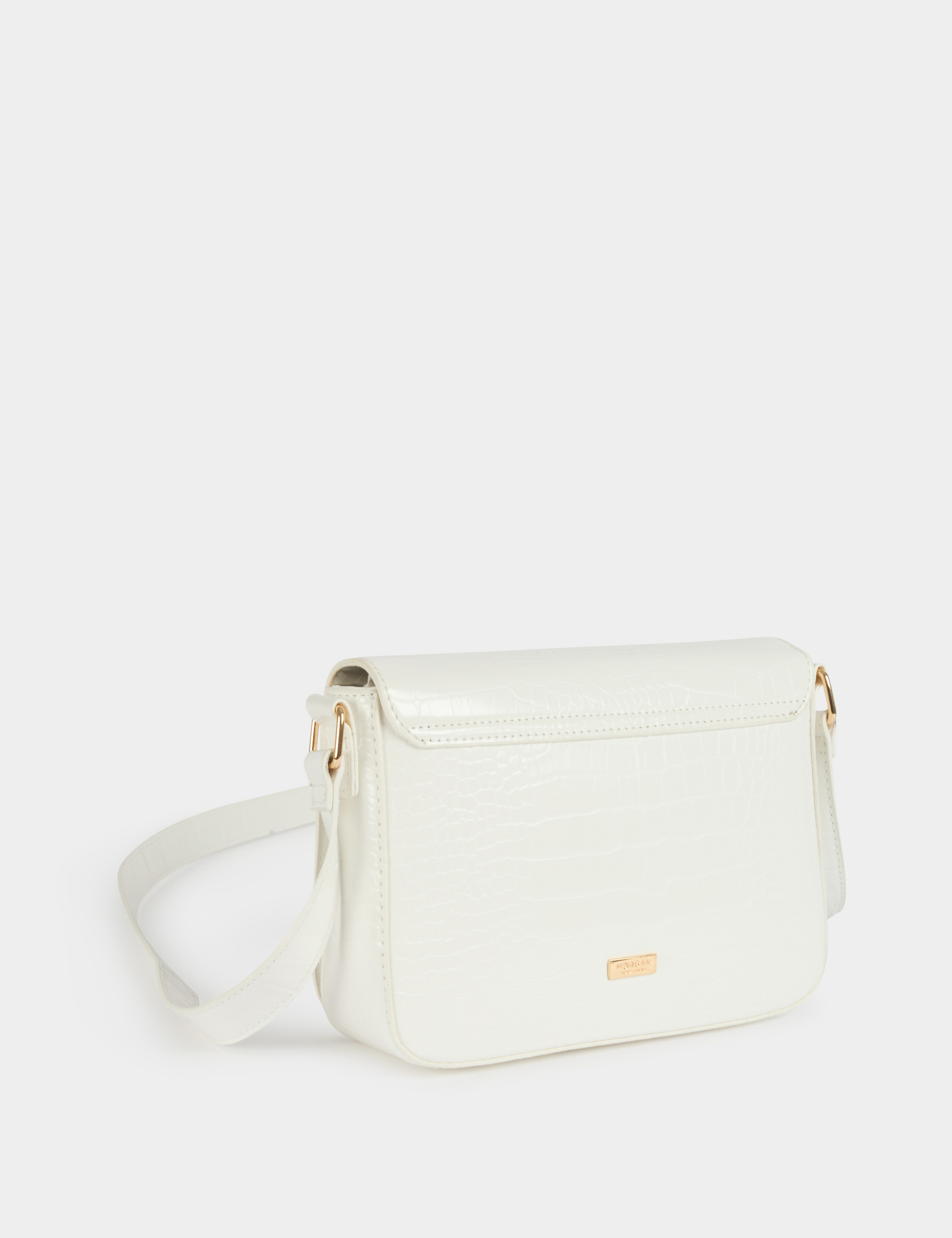 Sac bandouli&egrave;re croco ivoire femme