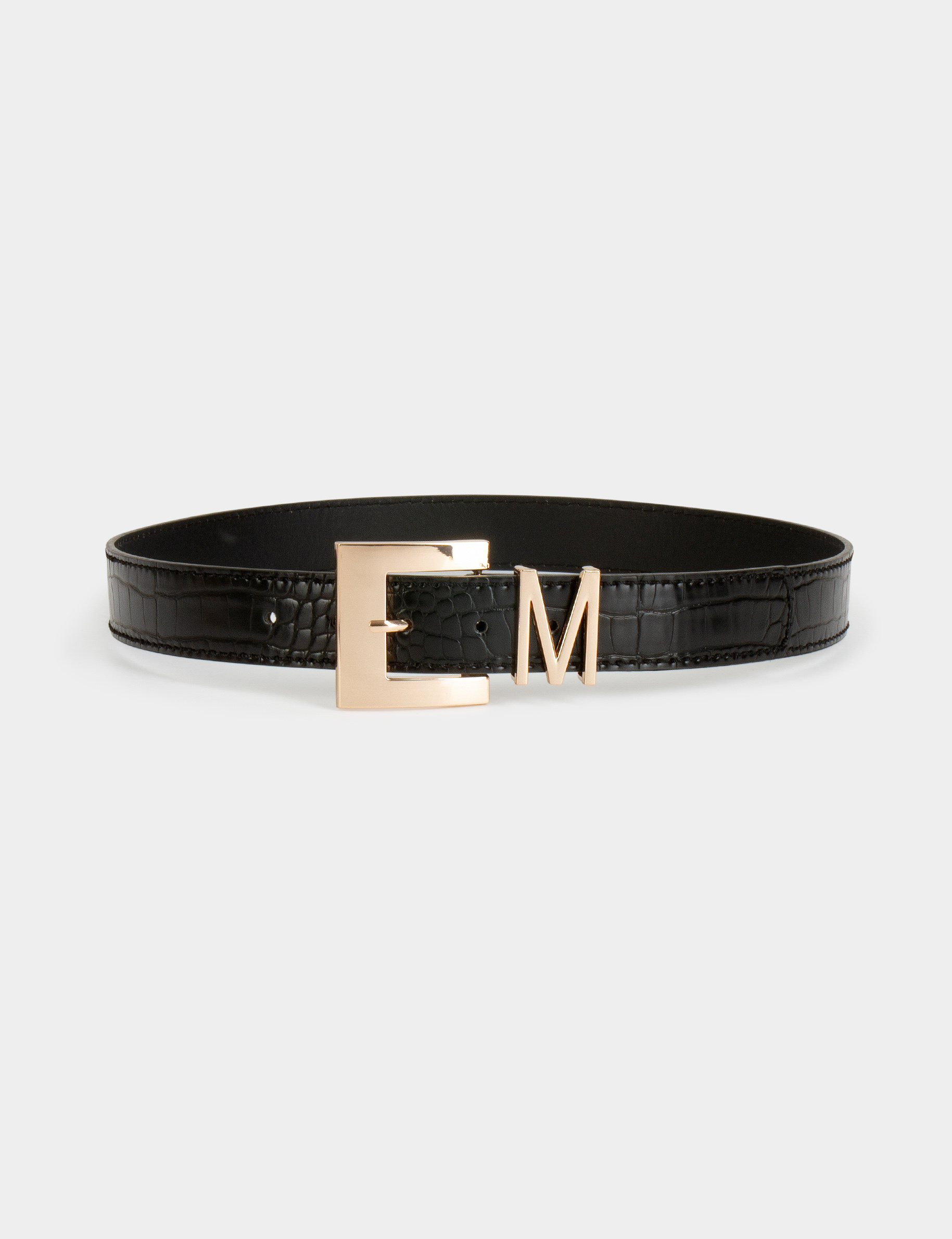 Ceinture passant M aspect croco noir femme