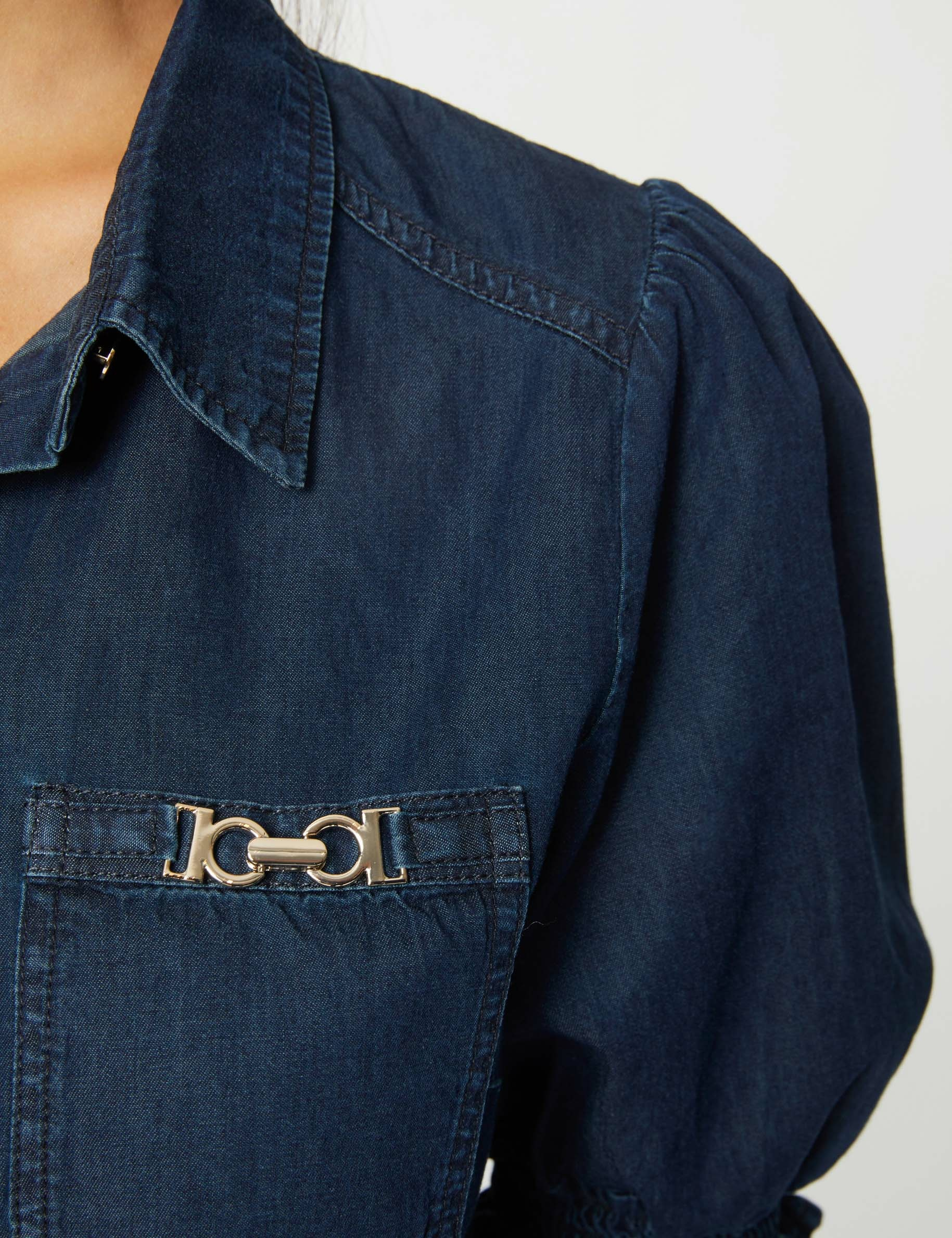 chemise manches courtes en jean jean brut femme Chemise manches courtes en jean jean brut femme
