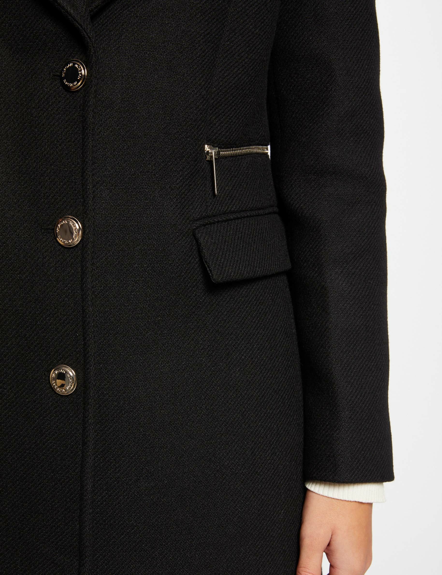 Manteau cintré avec détail zippé noir femme