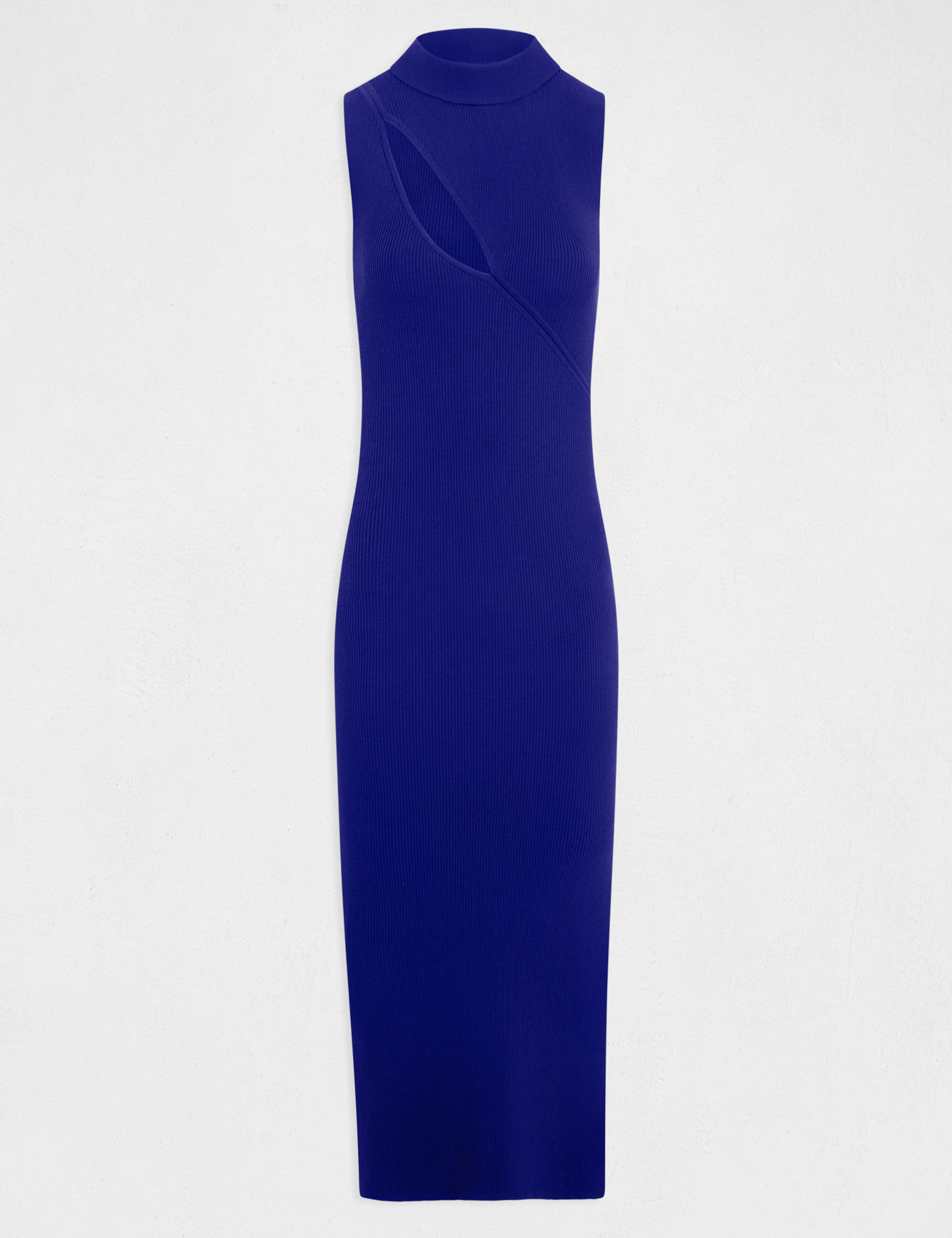 robe pull longue ajustee avec fente bleu moyen femme Robe pull longue ajustée avec fente bleu moyen femme