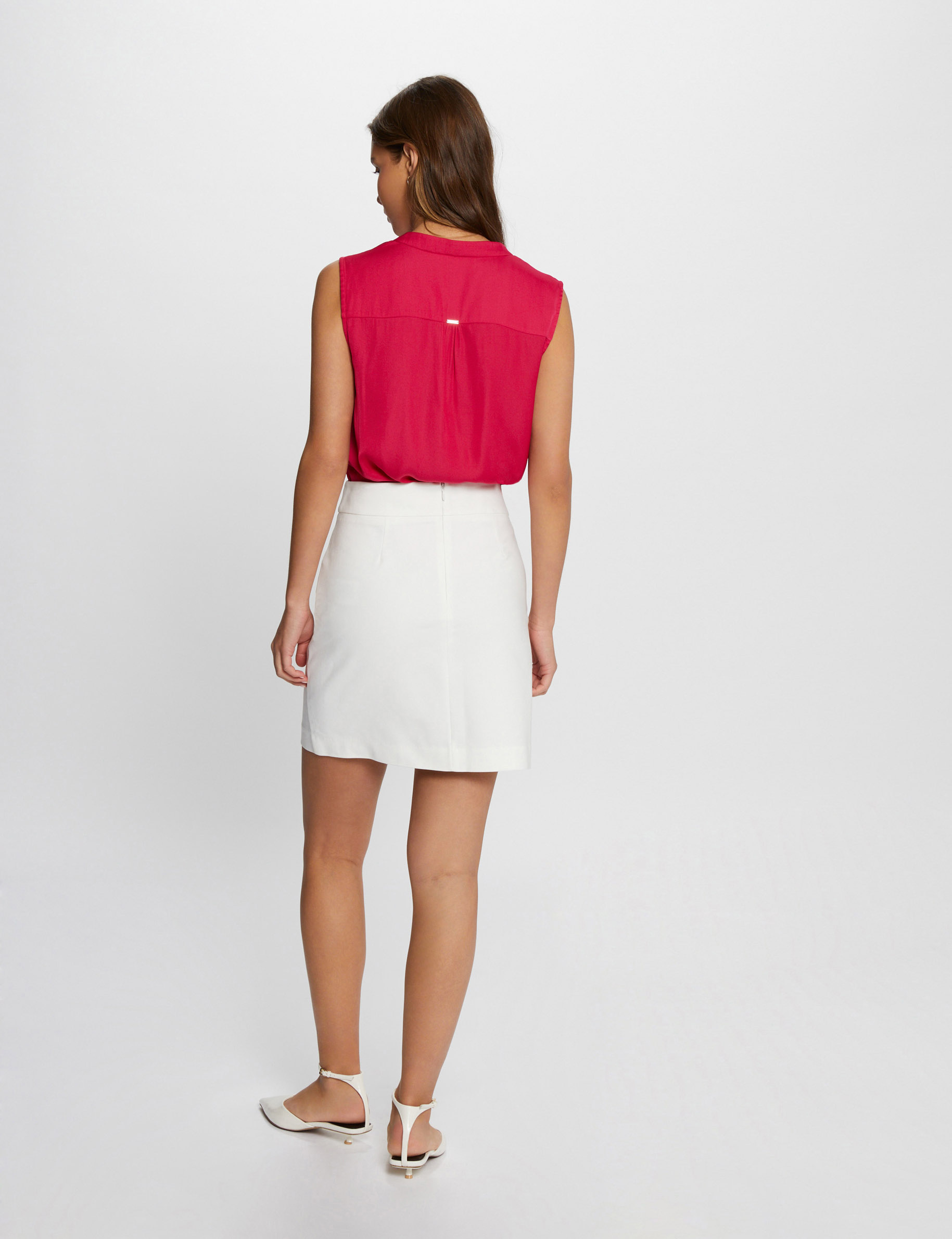 jupe courte a boutons ivoire femme Jupe courte à boutons ivoire femme