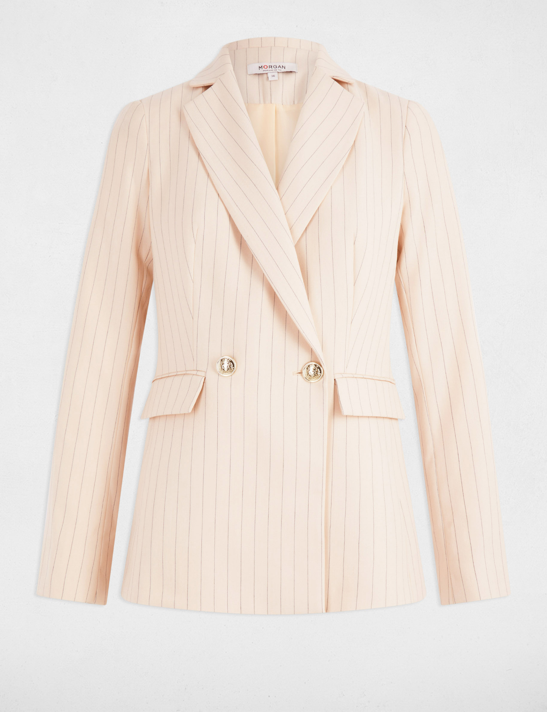 blazer cintre raye rose clair femme Blazer cintré rayé rose clair femme