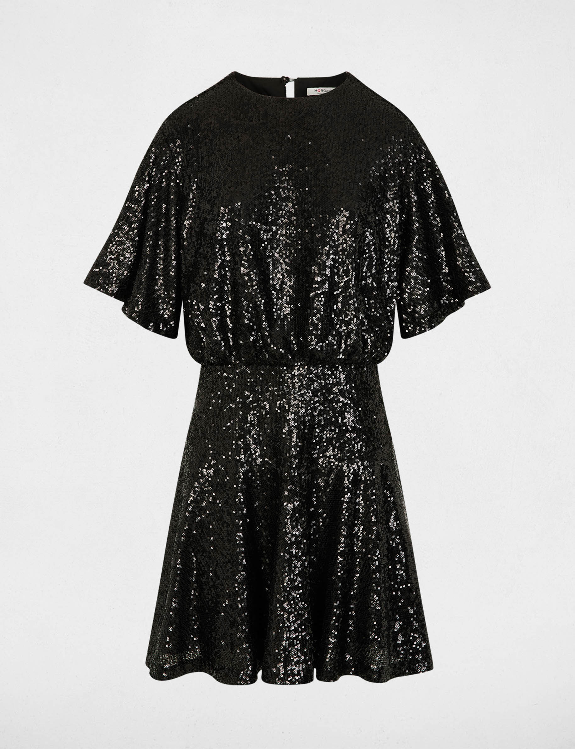 Robe courte sequins noir femme Morgan