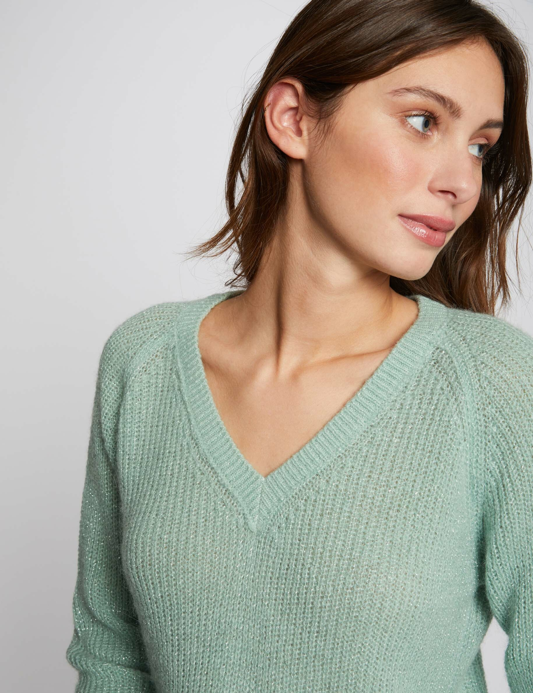 Pull manches longues vert menthe femme