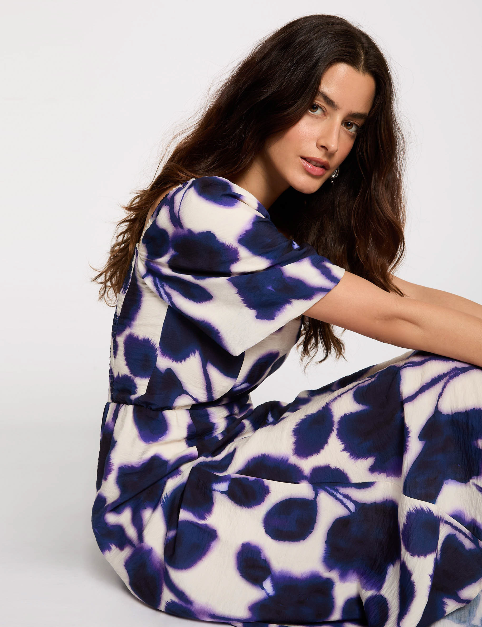 Robe longue droite imprim&eacute;e multicolore femme