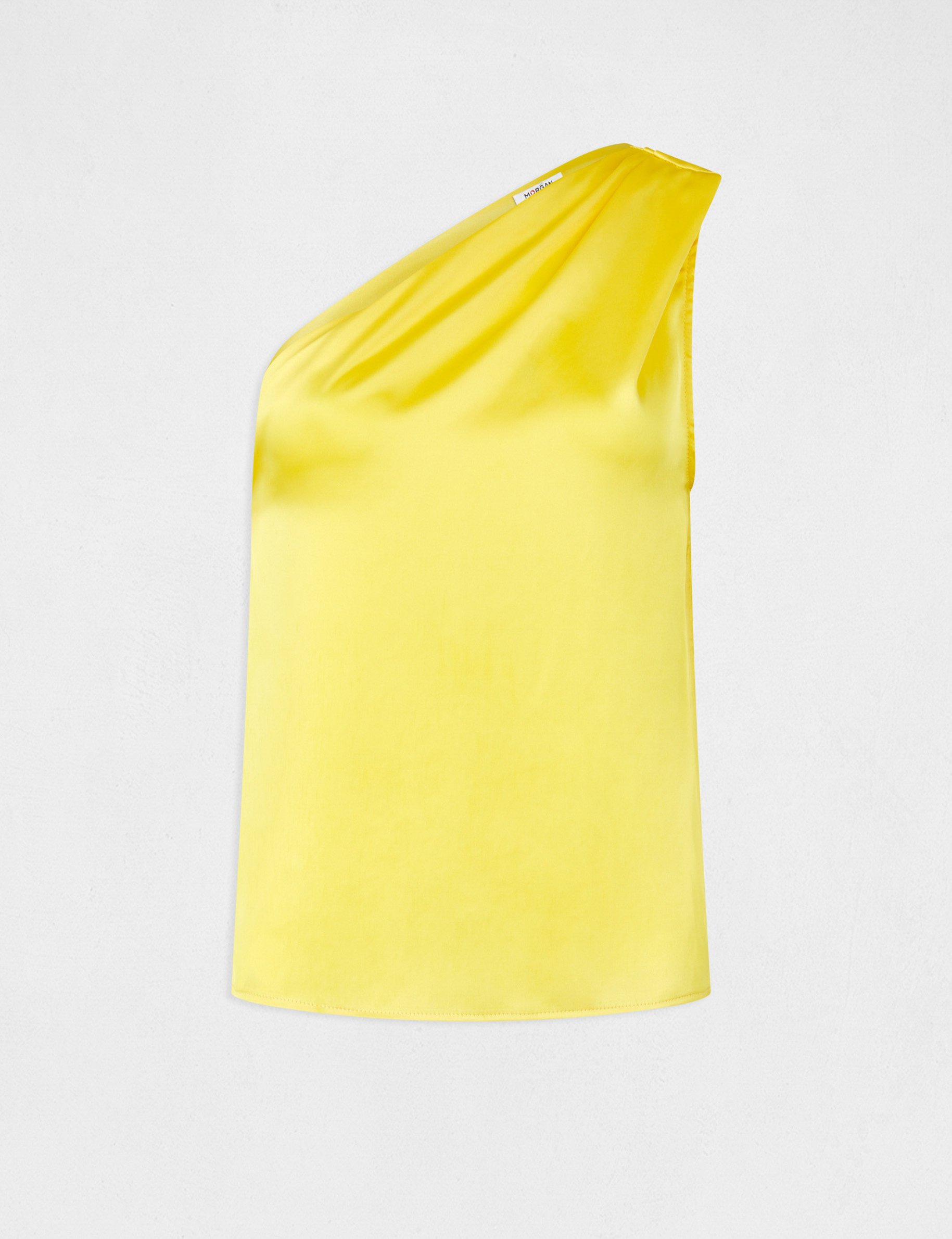Blouse asymétrique satin jaune femme Blouse asymétrique satin jaune femme