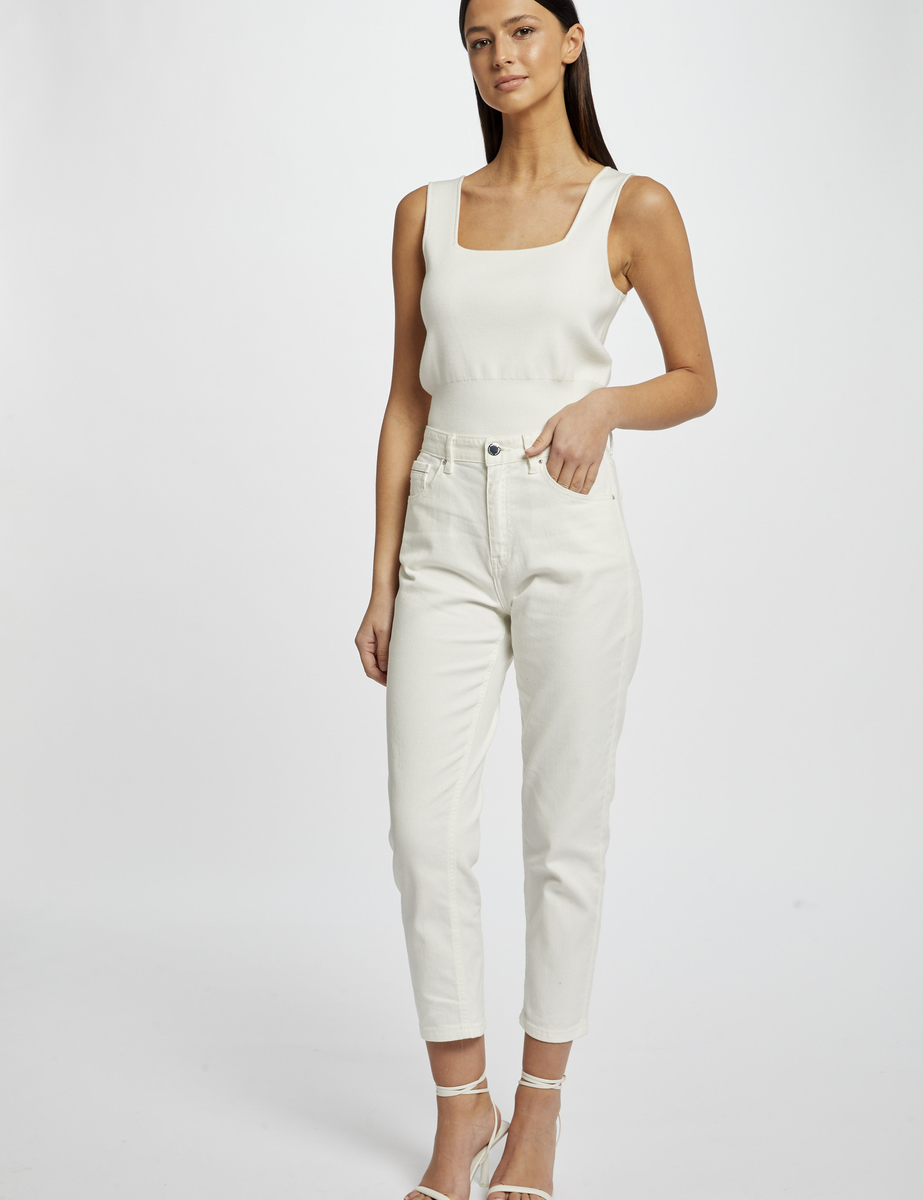 debardeur pull bretelles larges ivoire femme Débardeur pull bretelles larges ivoire femme