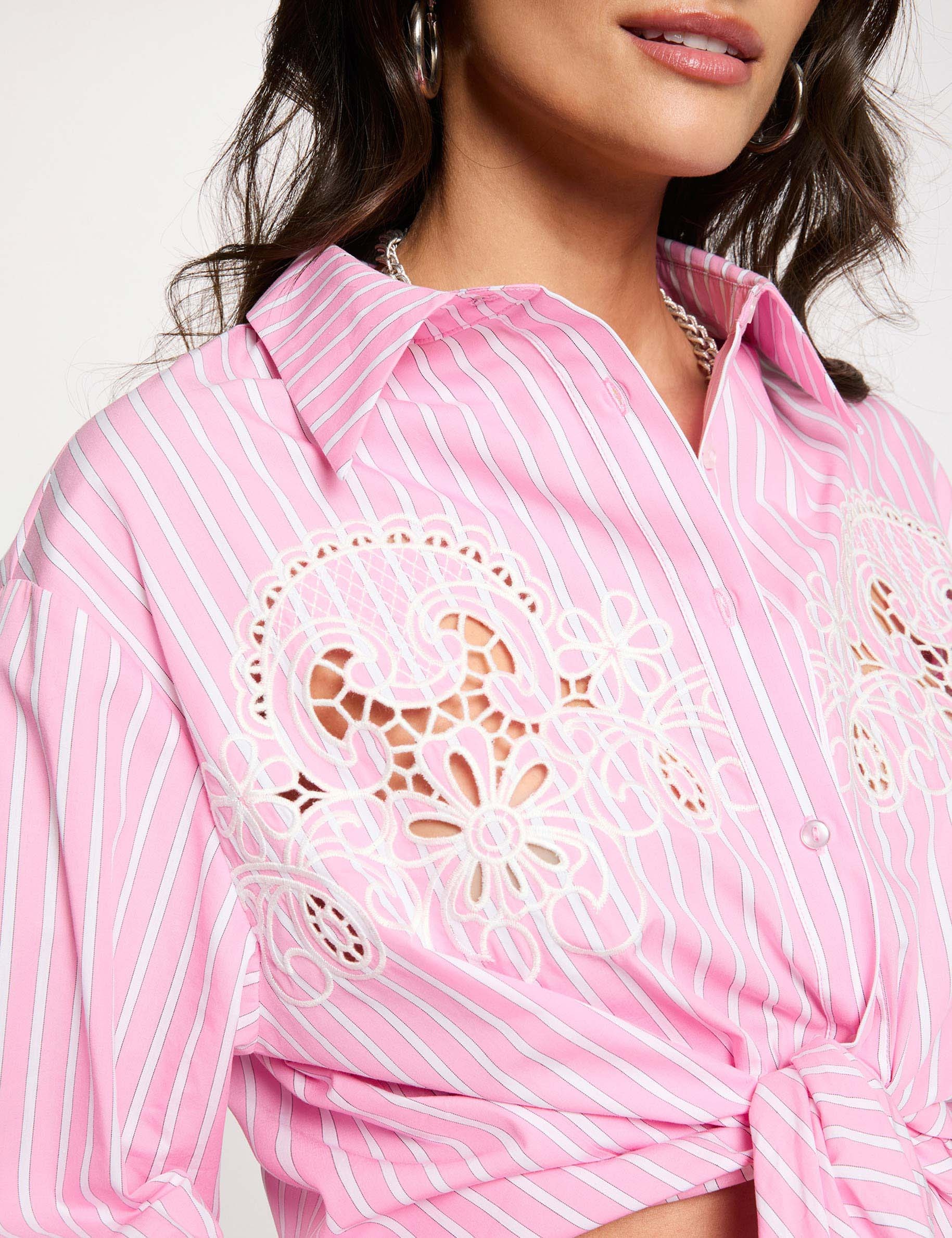 Chemise oversize &agrave; rayures rose femme