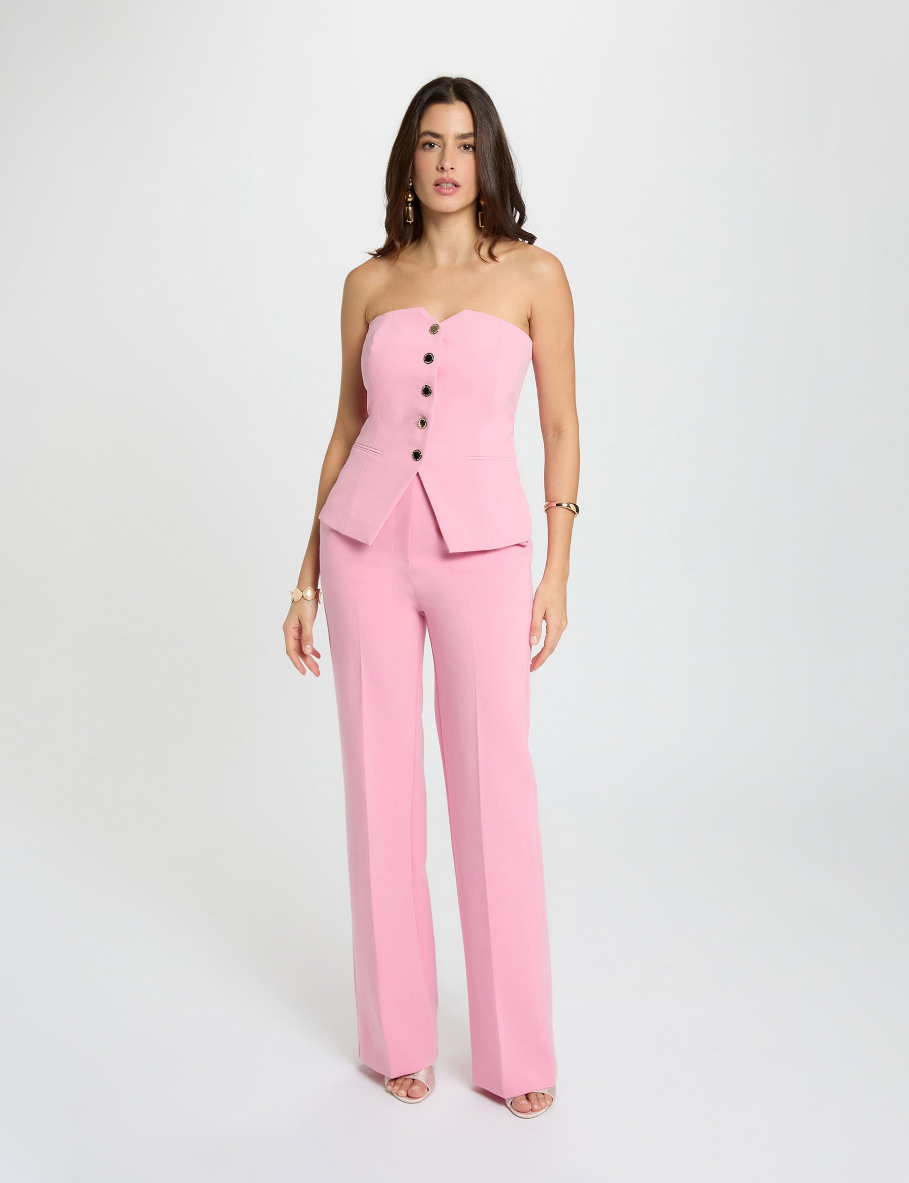 Bustier cintr&eacute; sans manches rose clair femme