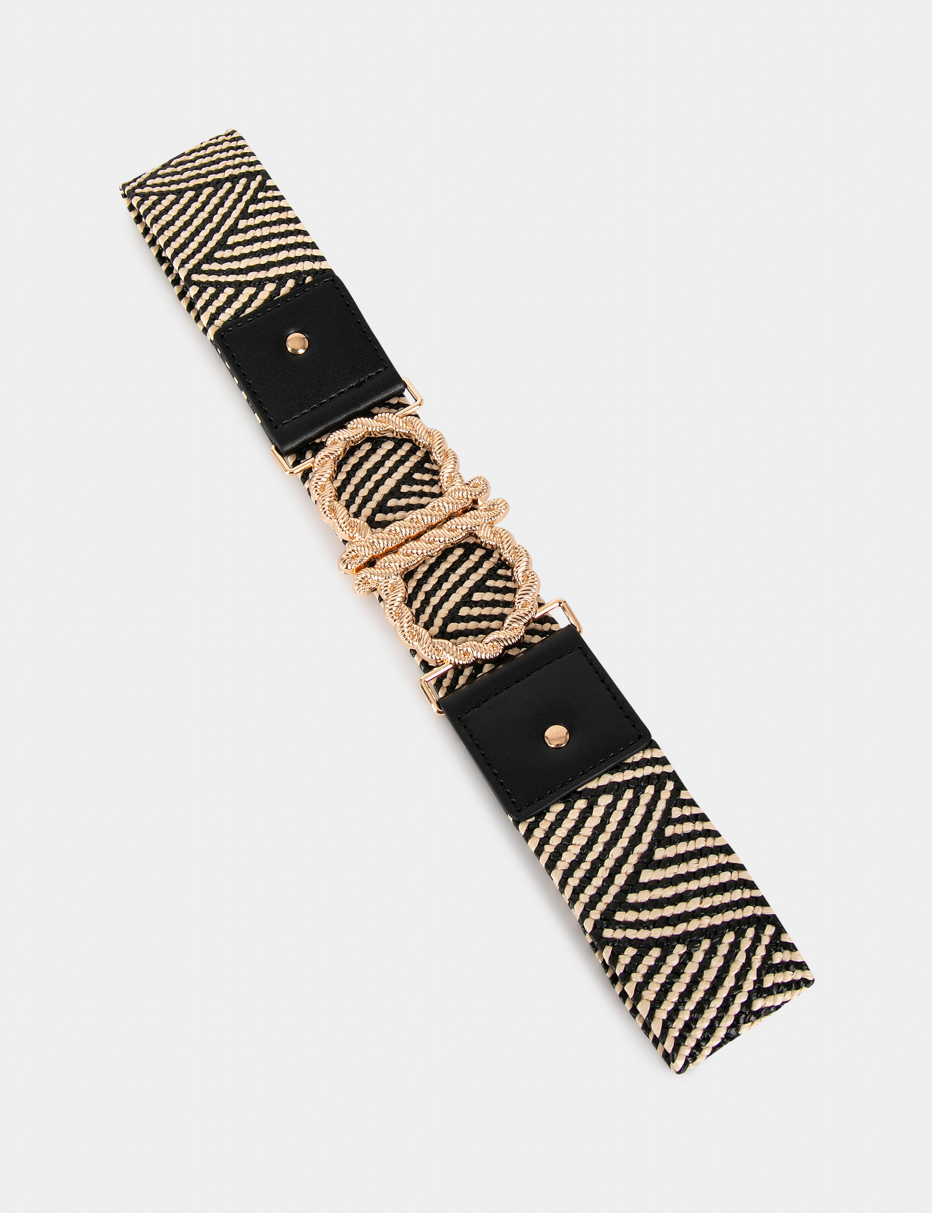 ceinture a passants avec effet graphique noir femme Ceinture à passants avec effet graphique noir femme