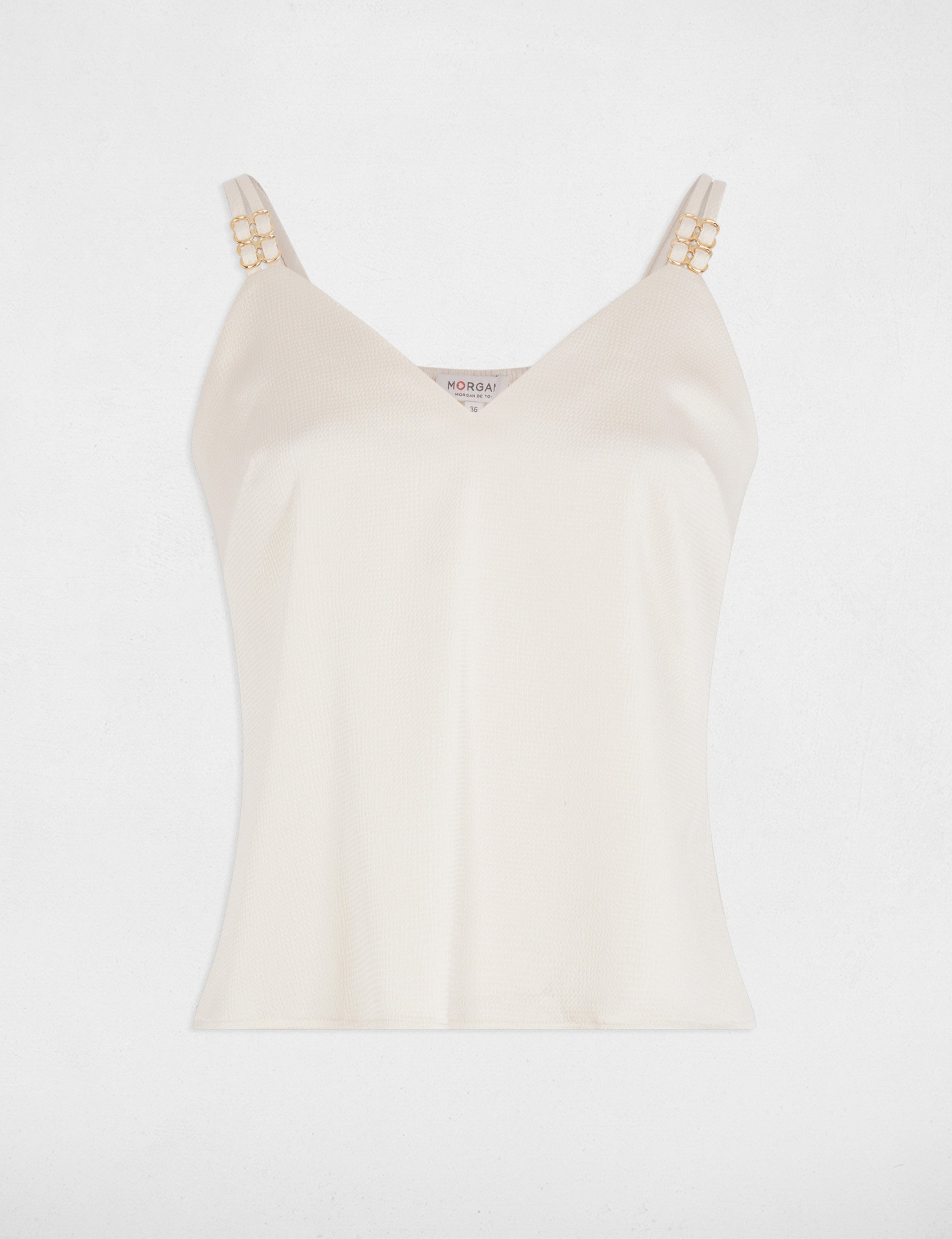 top satin a bretelles ivoire femme Top satin à bretelles ivoire femme