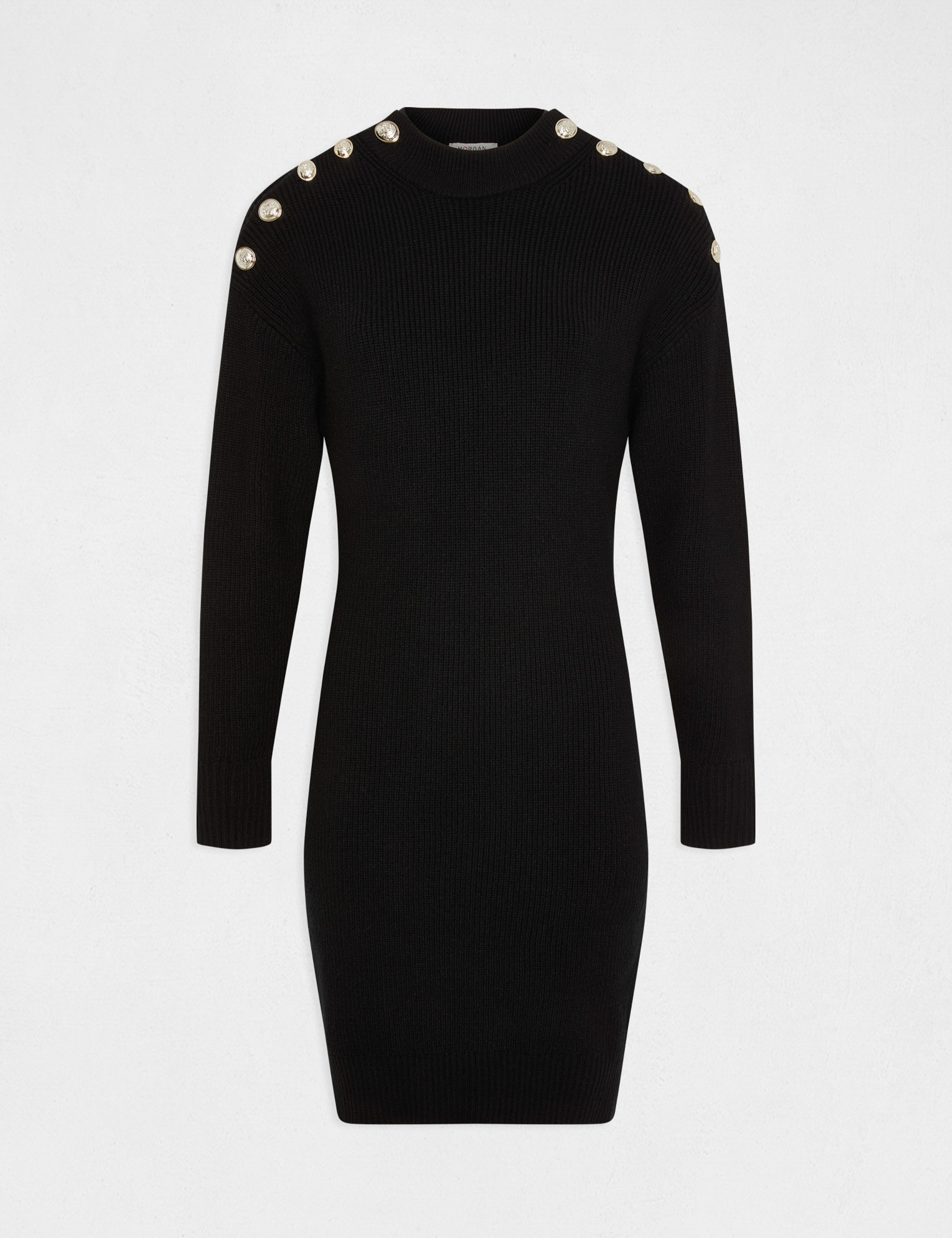 robe pull ajustee avec boutons noir femme Robe pull ajustée avec boutons noir femme