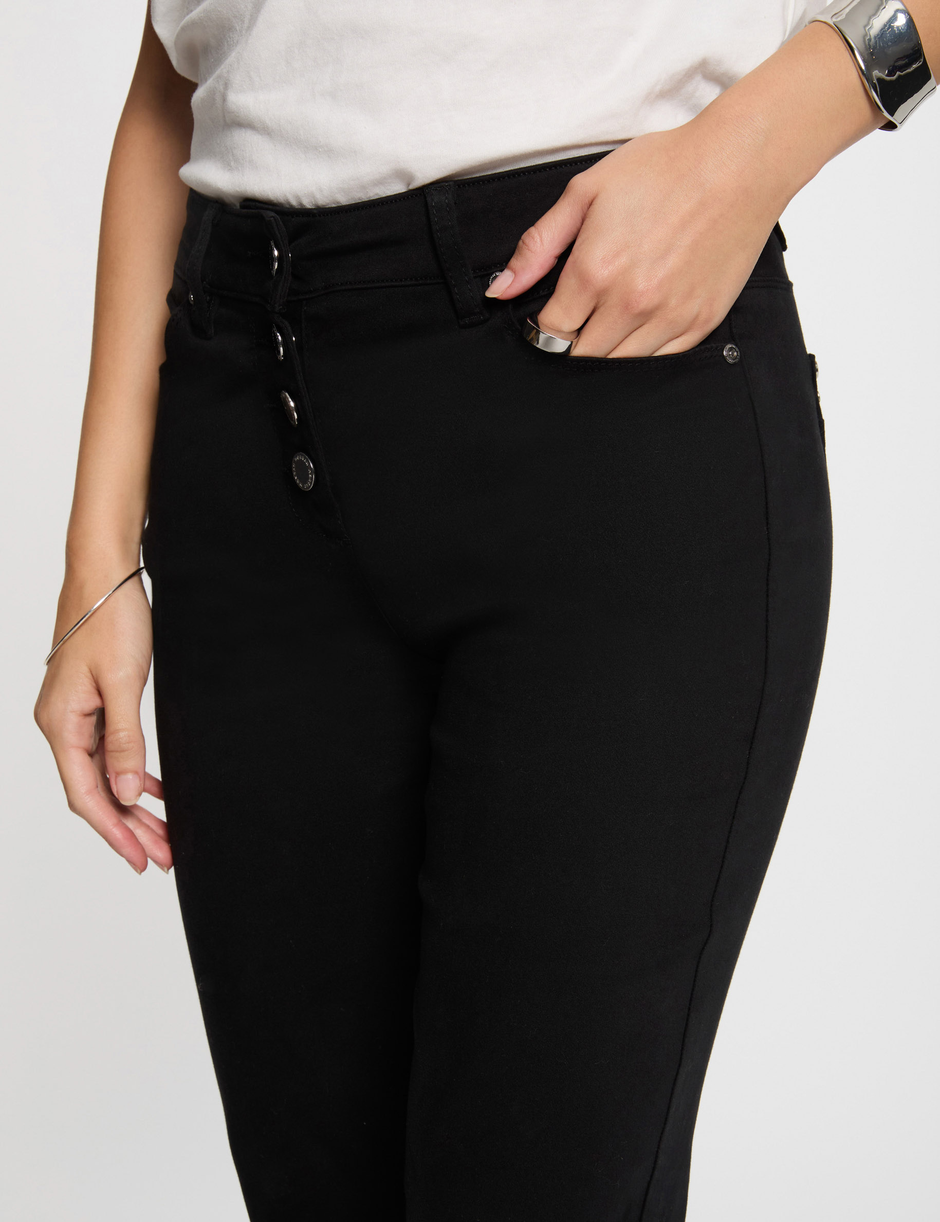 pantalon bootcut boutonne noir femme Pantalon bootcut boutonné noir femme