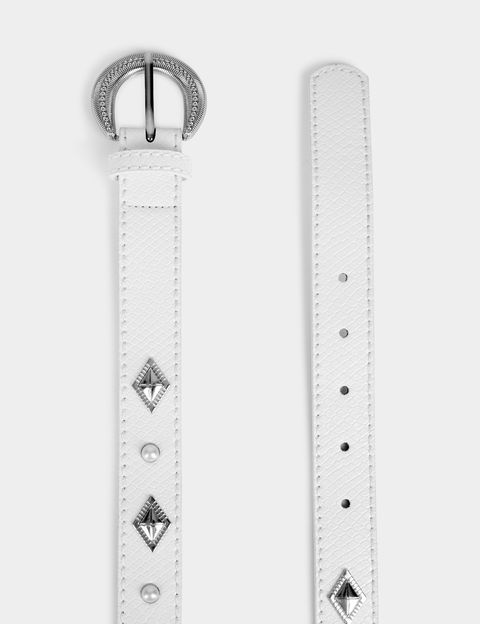 ceinture perles et clous blanc femme Ceinture perles et clous blanc femme