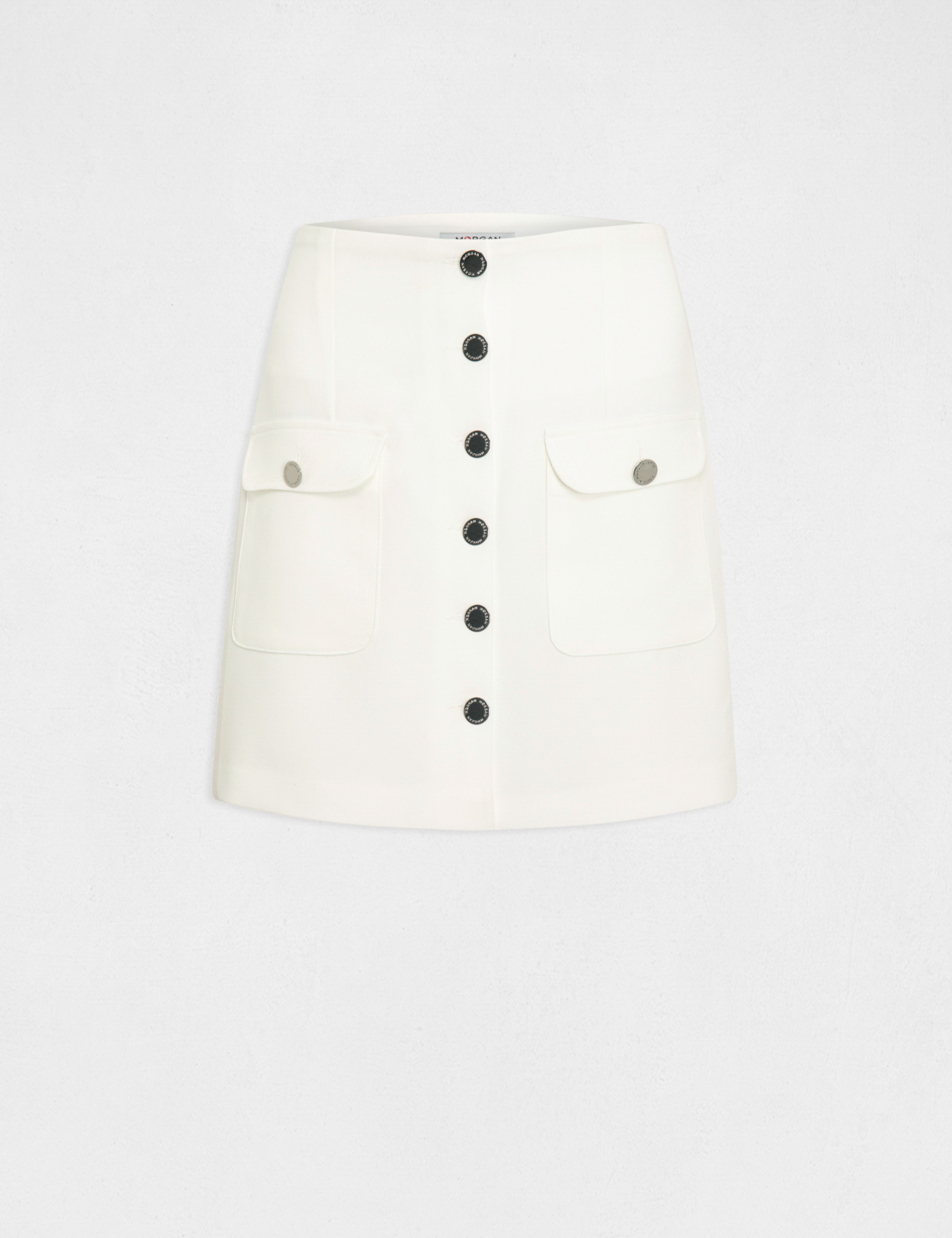 jupe city droite boutonnee ecru femme Jupe city droite boutonnée ecru femme