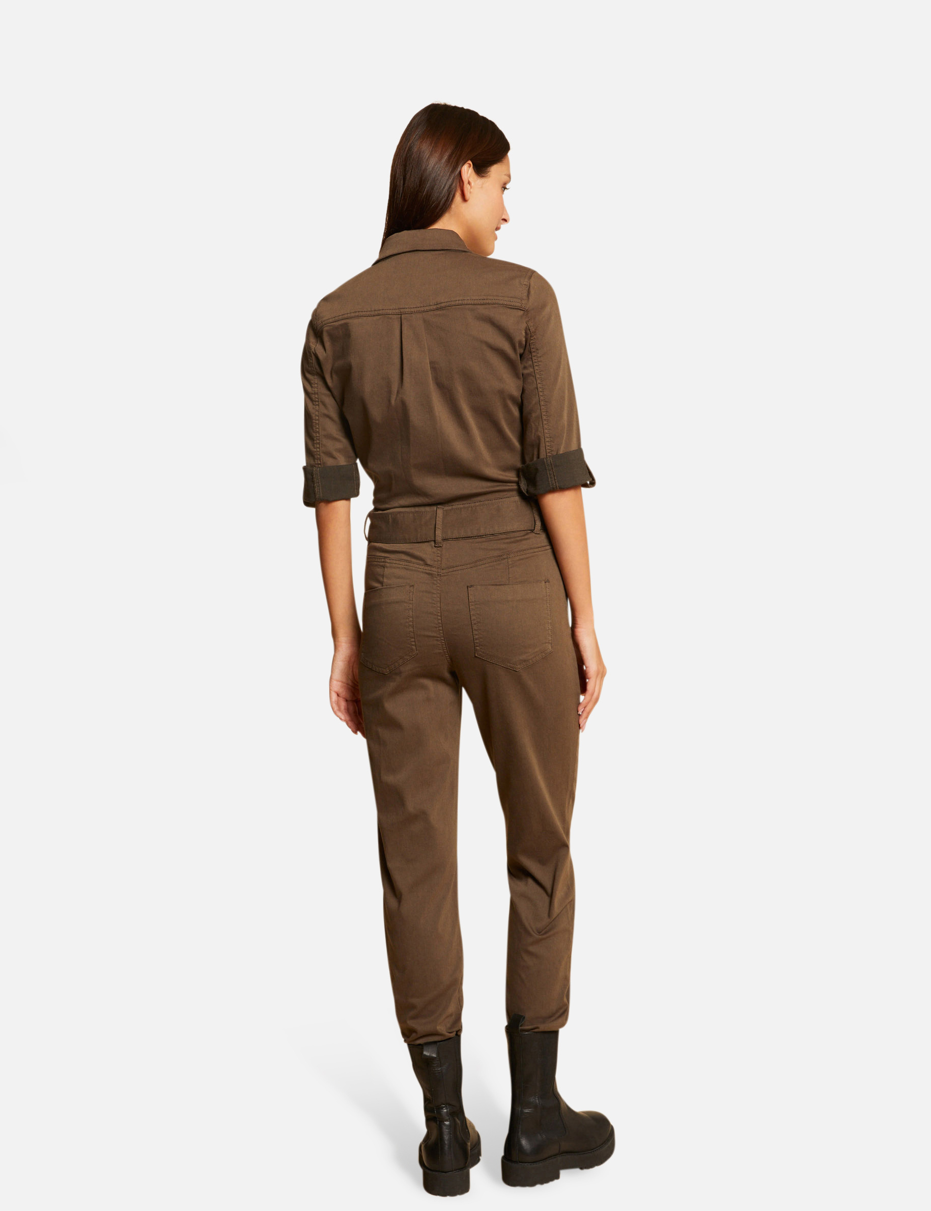combinaison droite ceinturee vert kaki femme Combinaison droite ceinturée vert kaki femme
