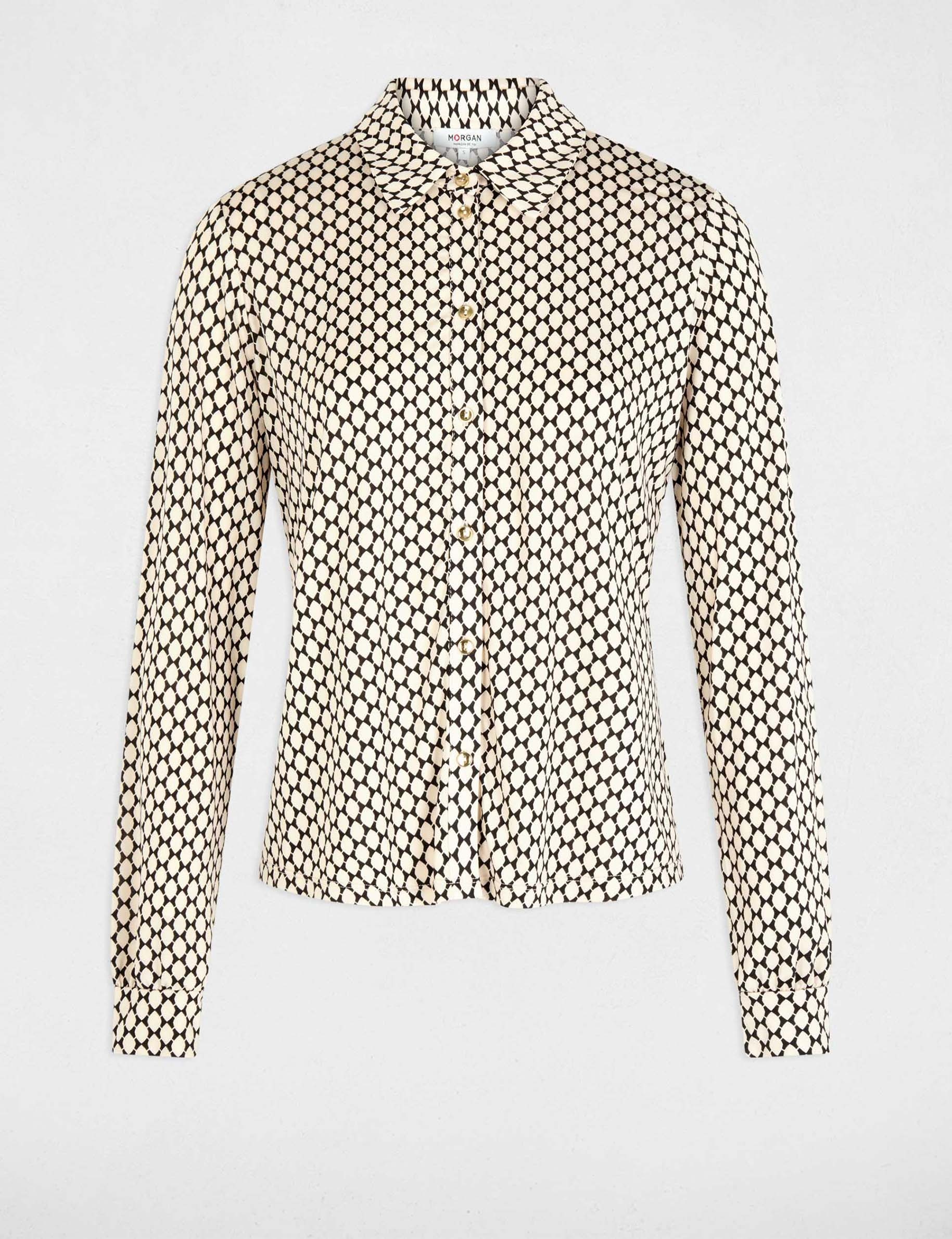 Chemise droite col &agrave; revers noir femme