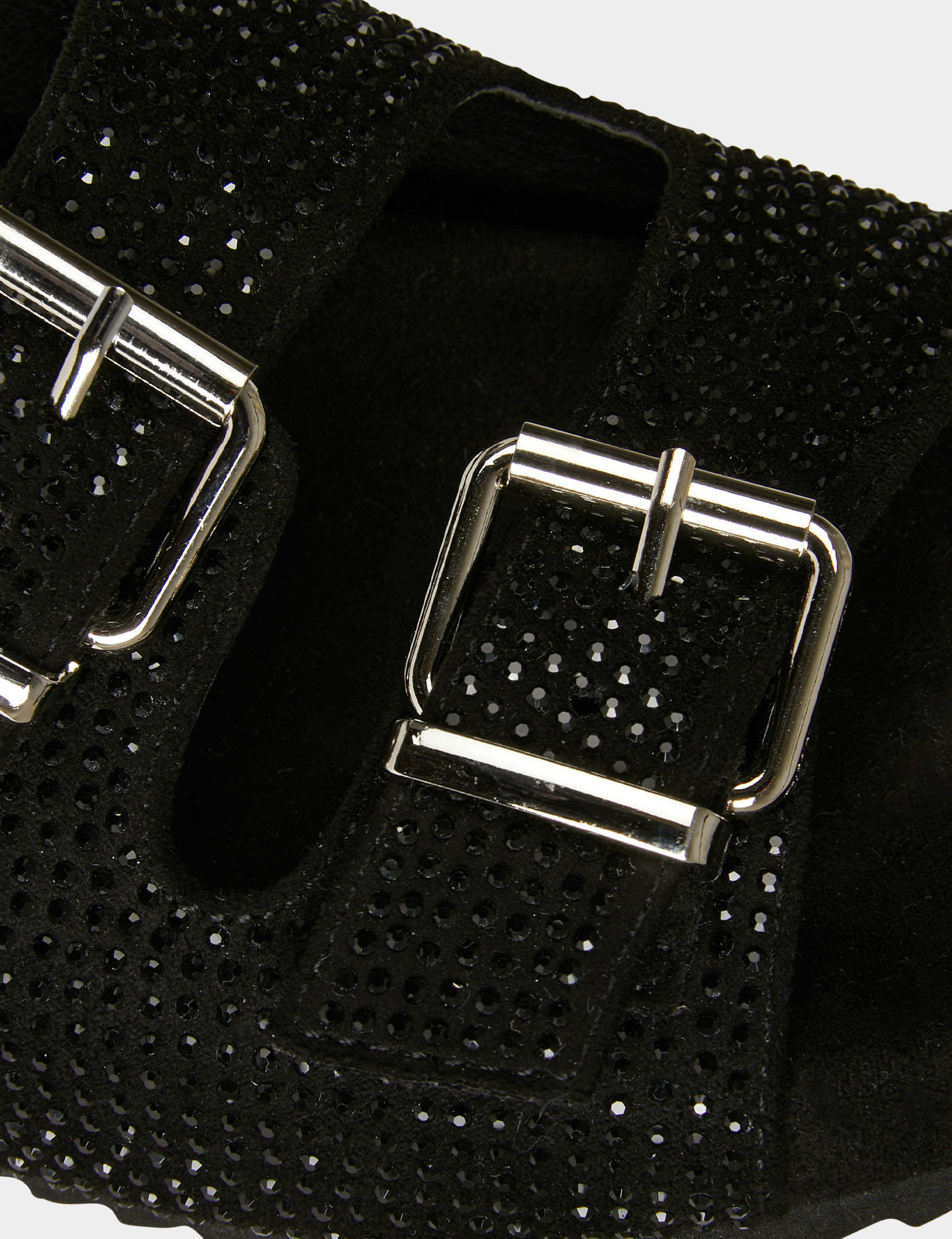 Mules à strass et boucles noir femme Mules à strass et boucles noir femme