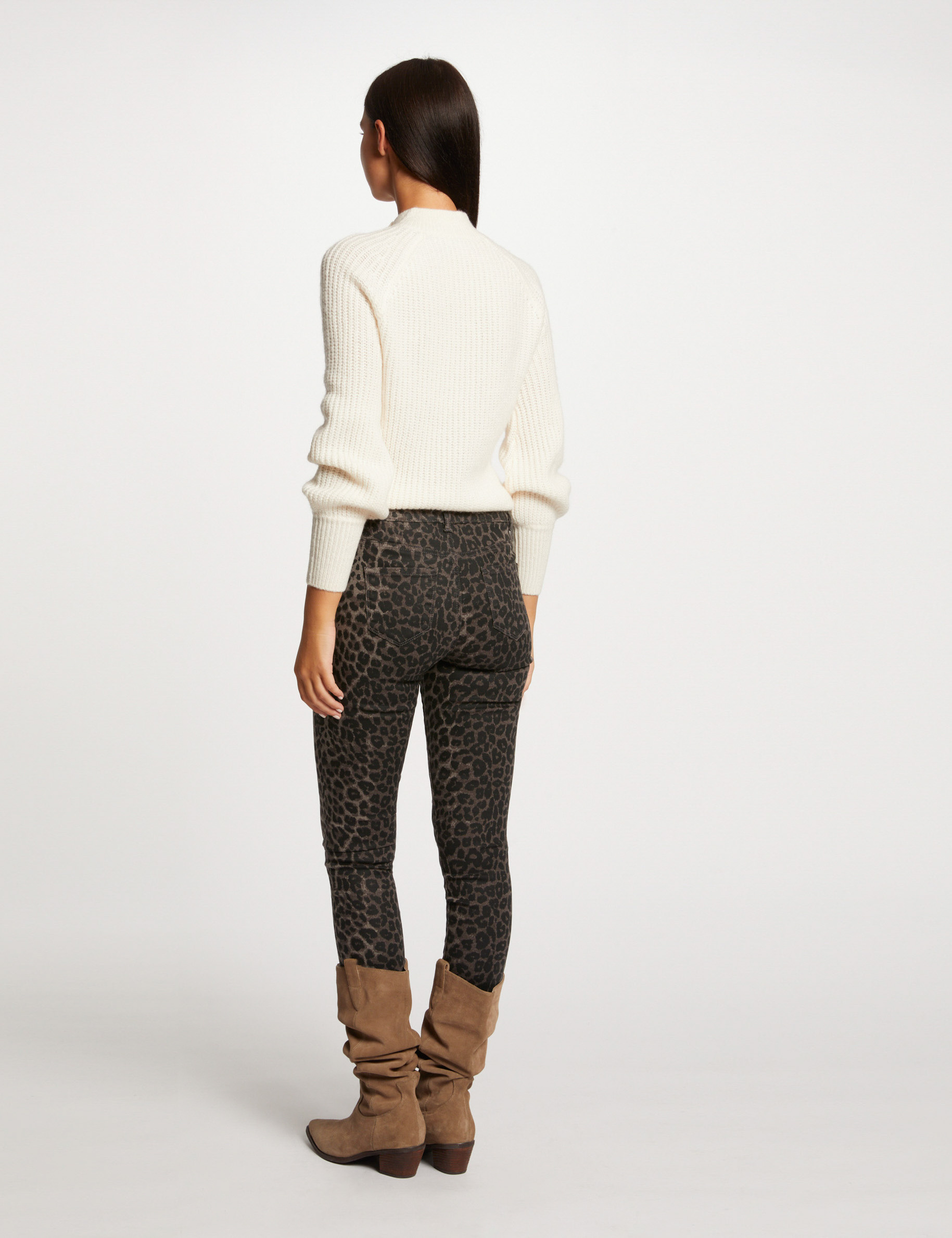 jeans skinny imprime leopard multico femme Jeans skinny imprimé léopard multico femme