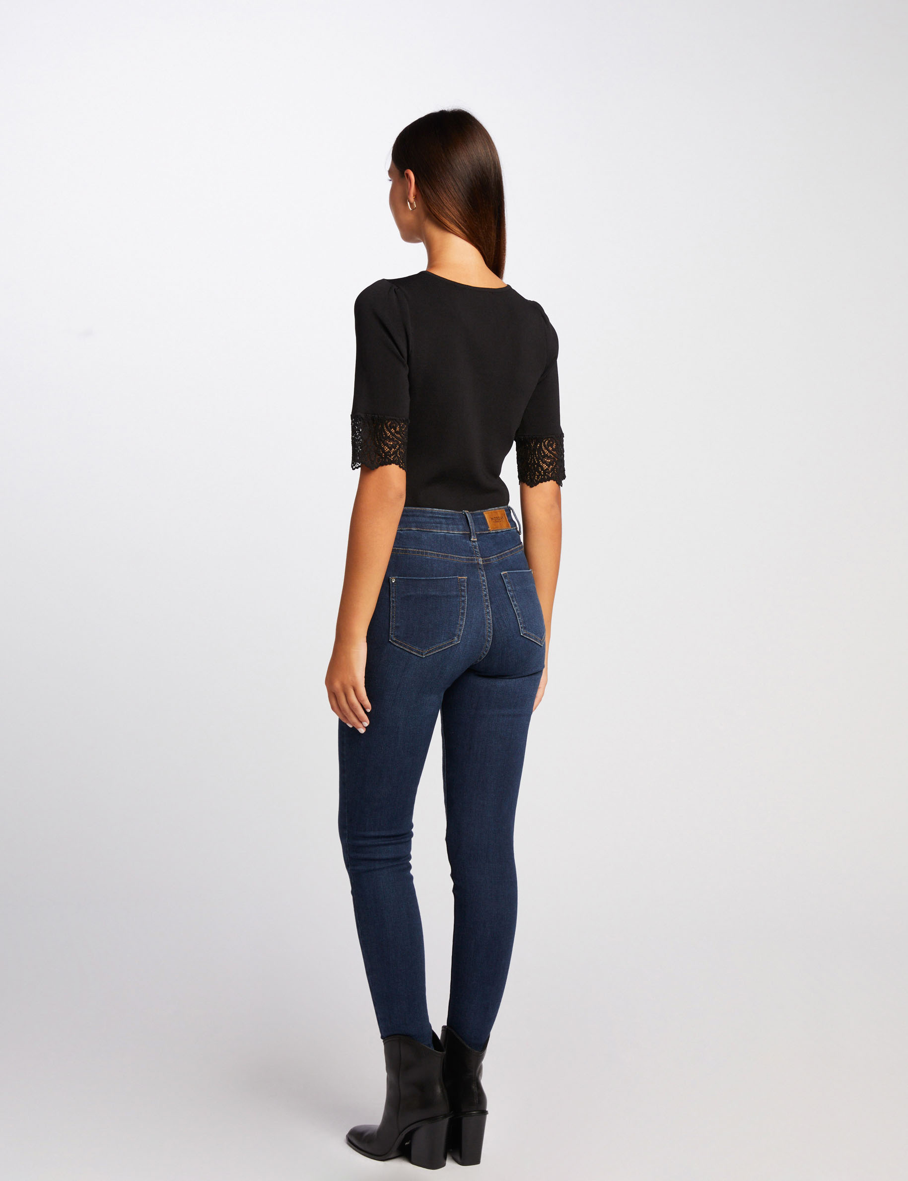 pull manches courtes a dentelle noir femme Pull manches courtes à dentelle noir femme
