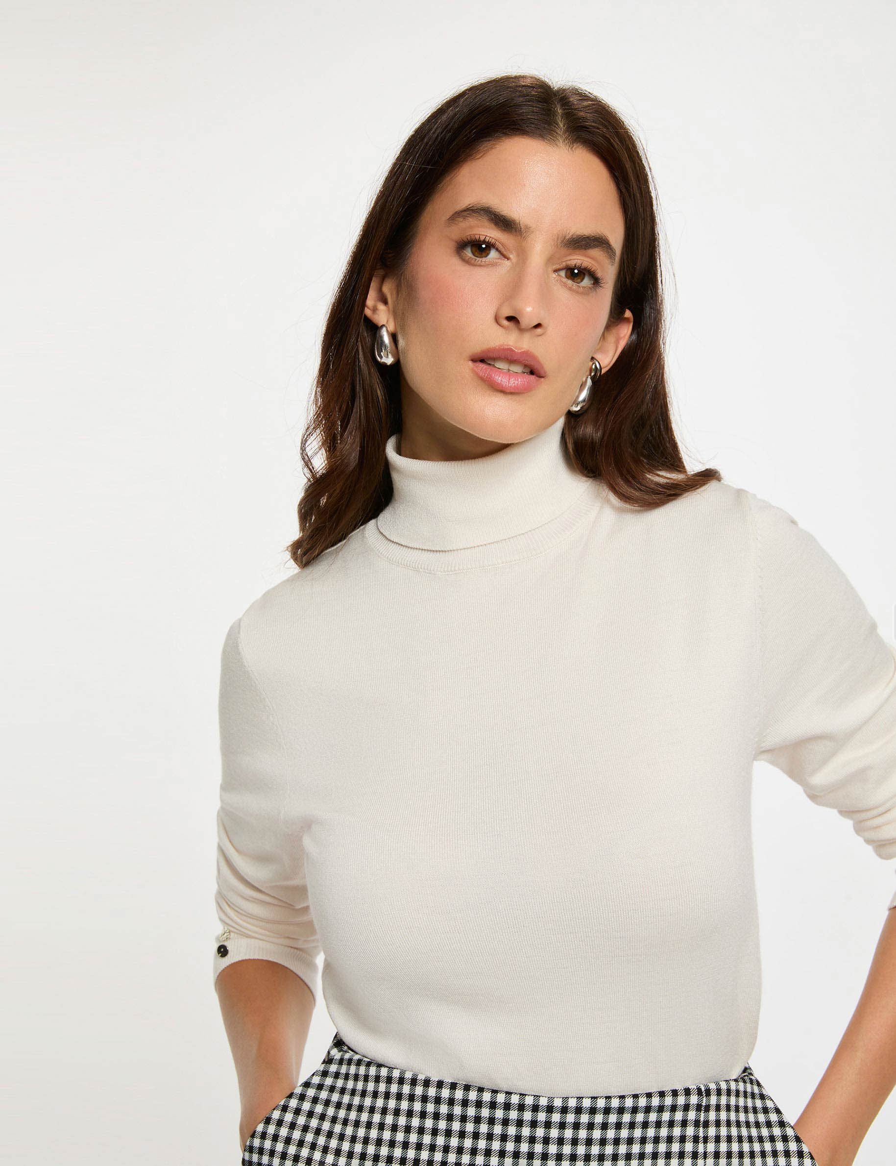 Pull col roulé ivoire femme | Morgan
